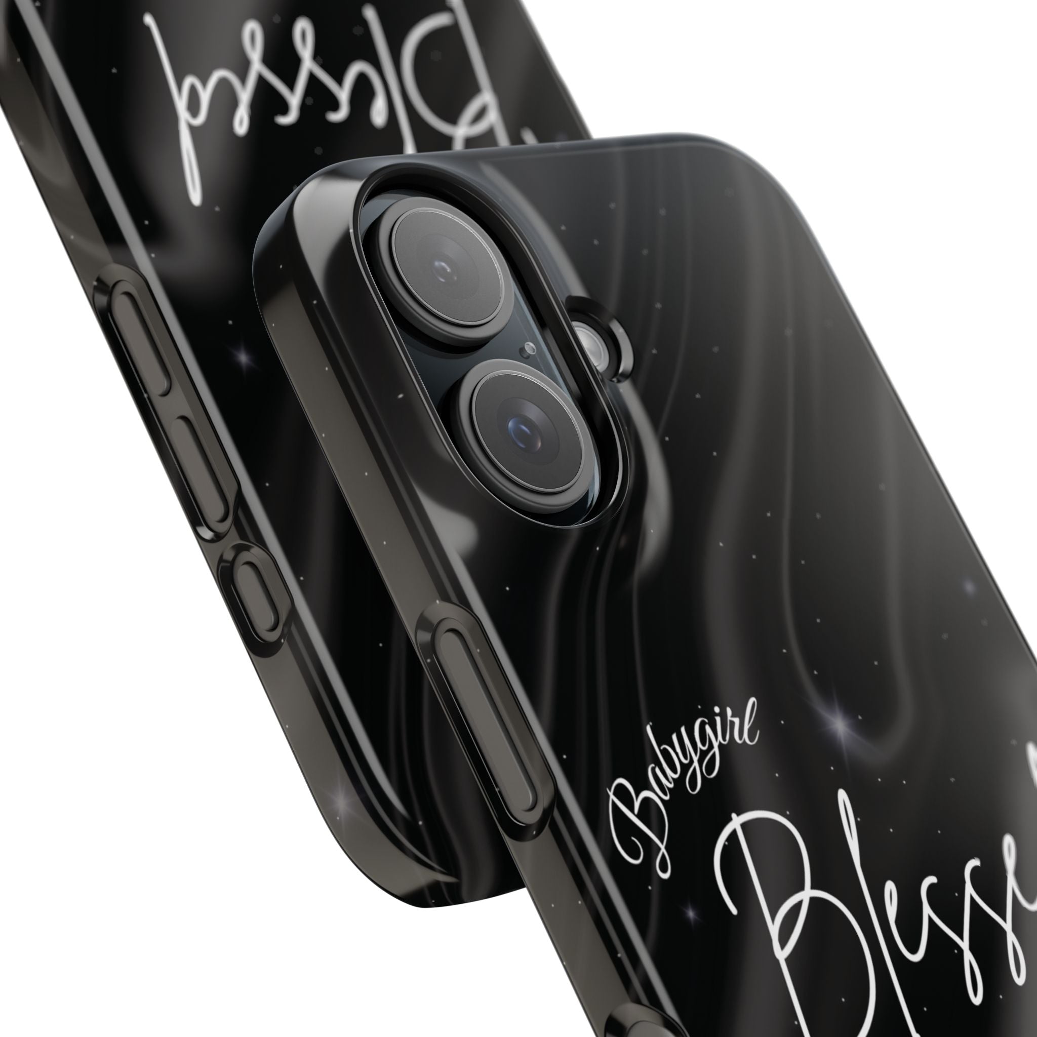Blessed Babygirl Black Luxe Phone Case - Slim Lightweight & Protective for Rich Feminine Aesthetic Girls