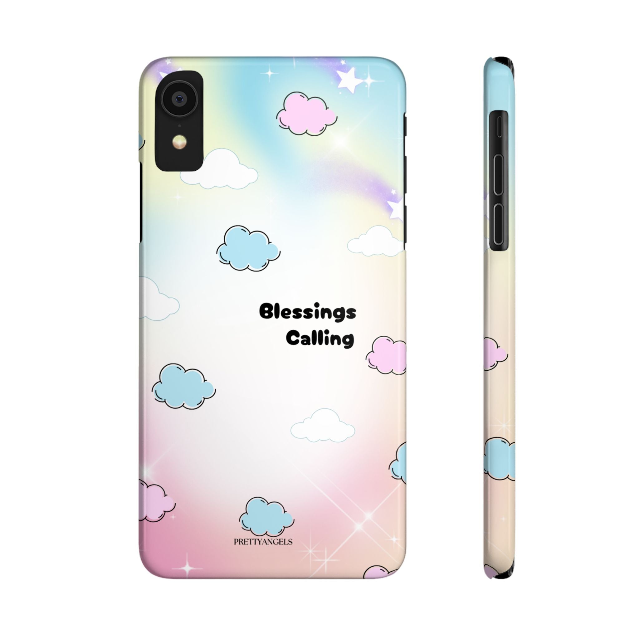‘Blessings Calling' Phone Case – Slim Lightweight Ombré Cover with Magical Pastel Clouds for Girly Girls & Faith-Filled Baddies - Cute Cloud Aesthetic, Phone Accessories, Gift for Friends, Pastel Theme Vibes, Cozy Magical Vibes