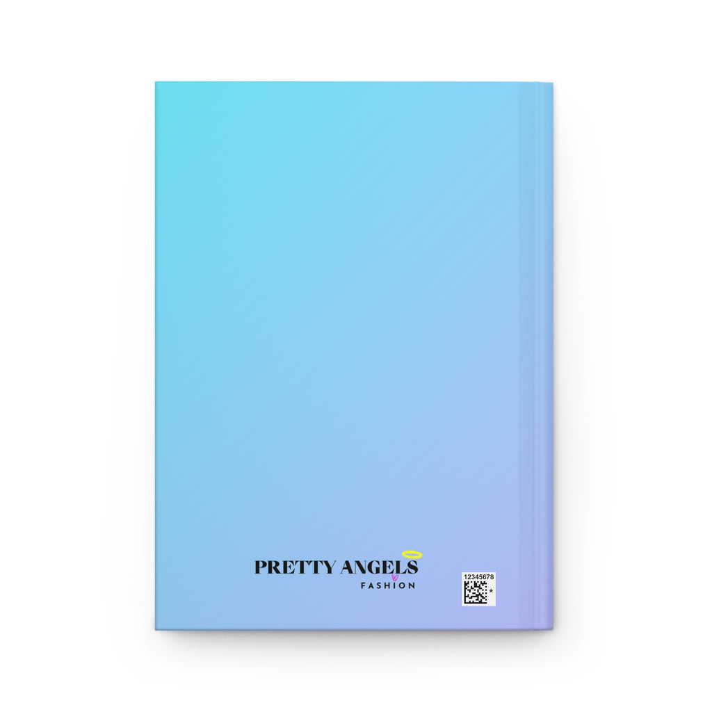 Pretty Blessed Girl Hardcover Journal — Cute Teddy Bear with Pink Heart (Ombre Blue)