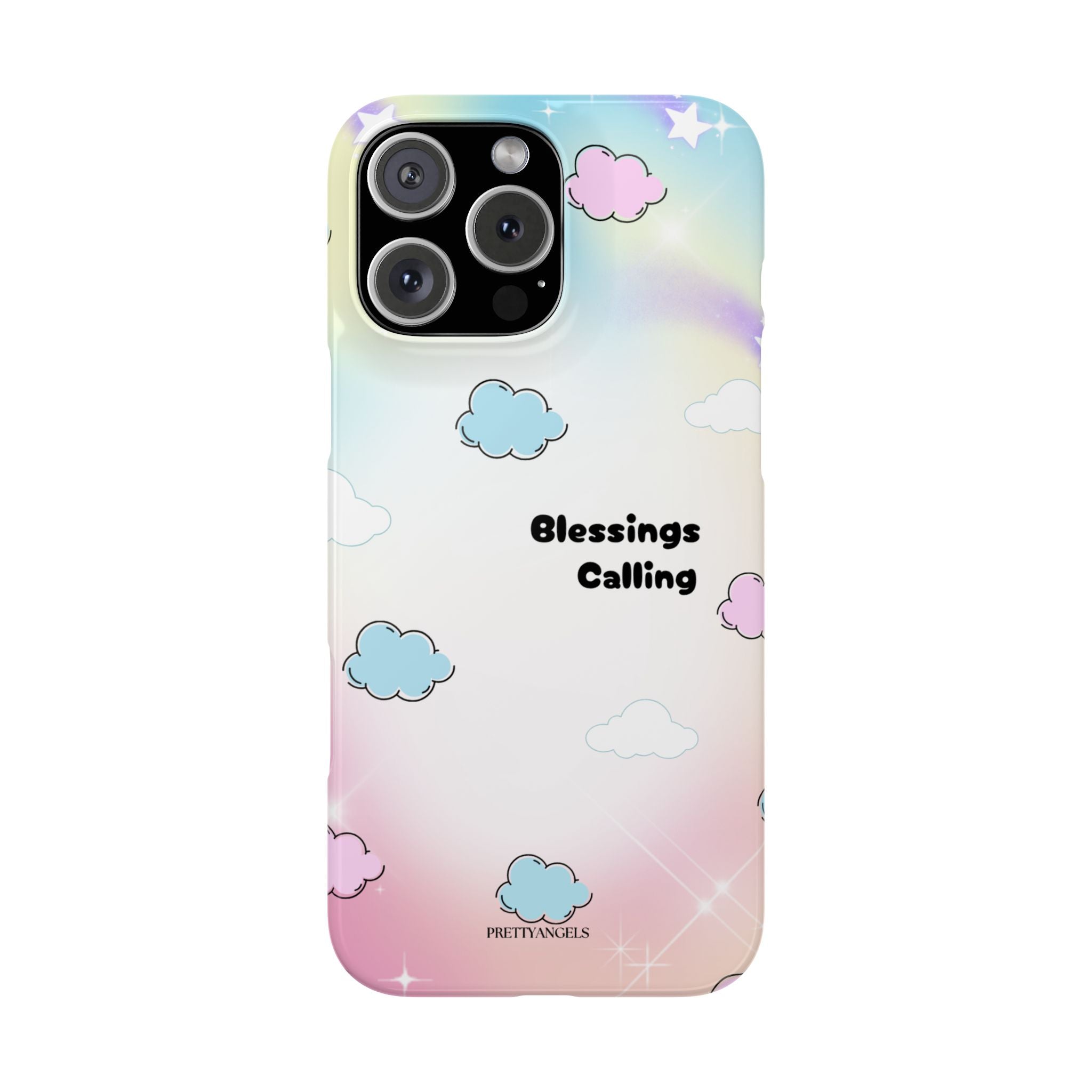 ‘Blessings Calling' Phone Case – Slim Lightweight Ombré Cover with Magical Pastel Clouds for Girly Girls & Faith-Filled Baddies - Cute Cloud Aesthetic, Phone Accessories, Gift for Friends, Pastel Theme Vibes, Cozy Magical Vibes