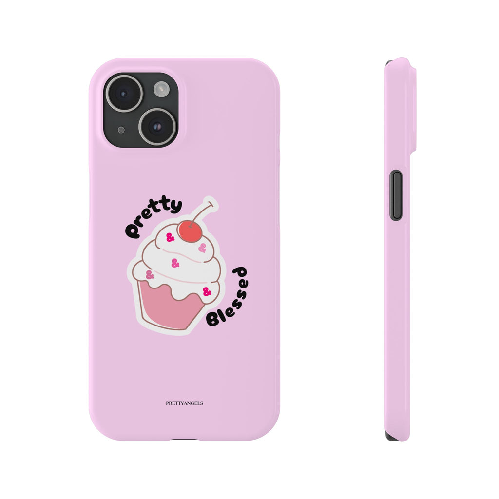 Pretty & Blessed Cupcake Slim Pink Phone Case - Lightweight, Protective & Girly Aesthetic for Feminine Girly Girls