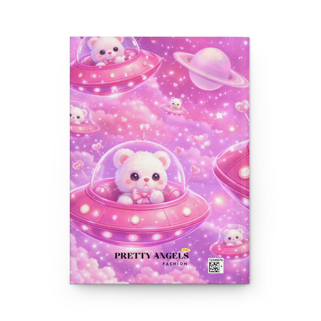 Dream Big Bear Pink Space Hardcover Journal — Cute Kawaii Space Notebook for Girls & Teens