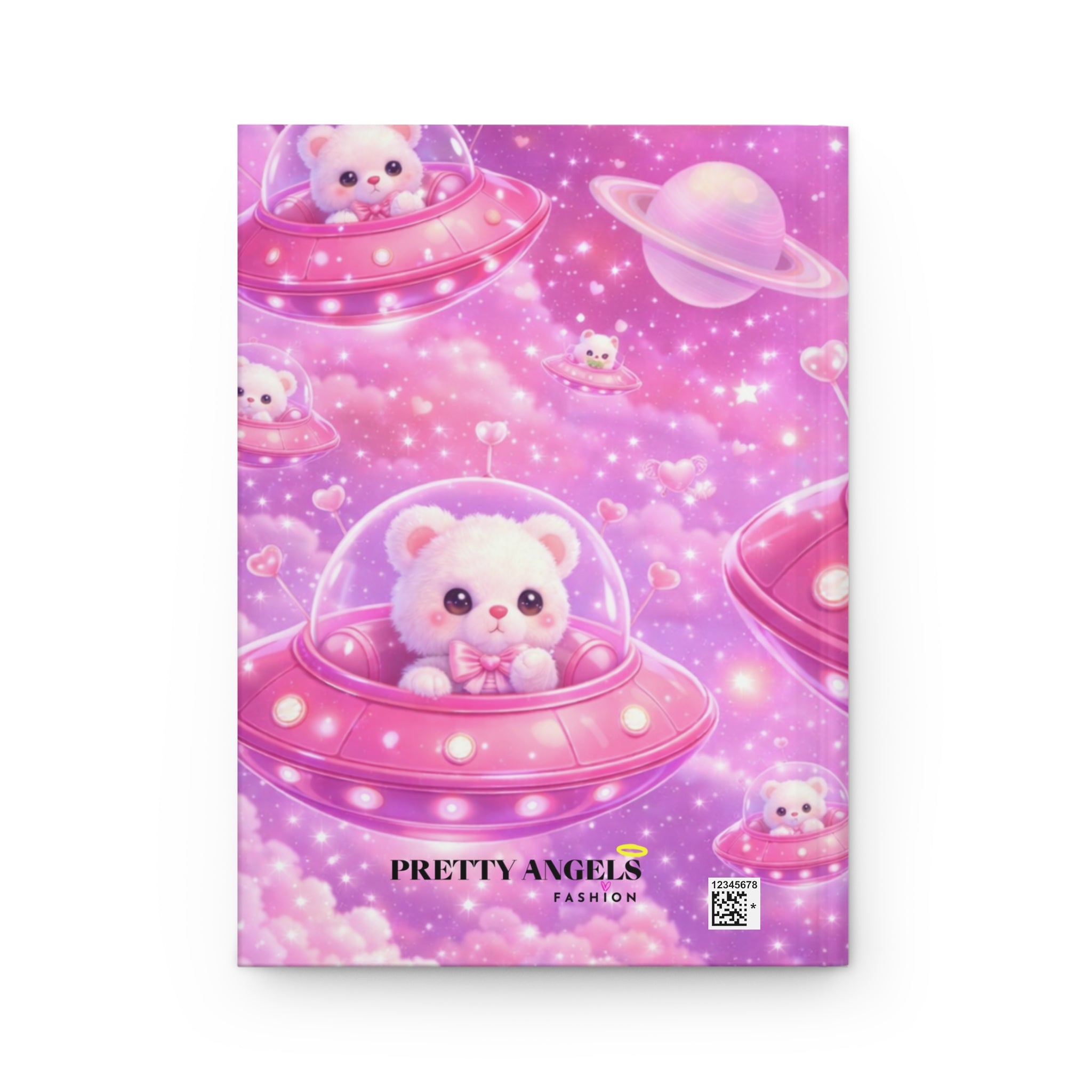 Dream Big Bear Pink Space Hardcover Journal — Cute Kawaii Space Notebook for Girls & Teens