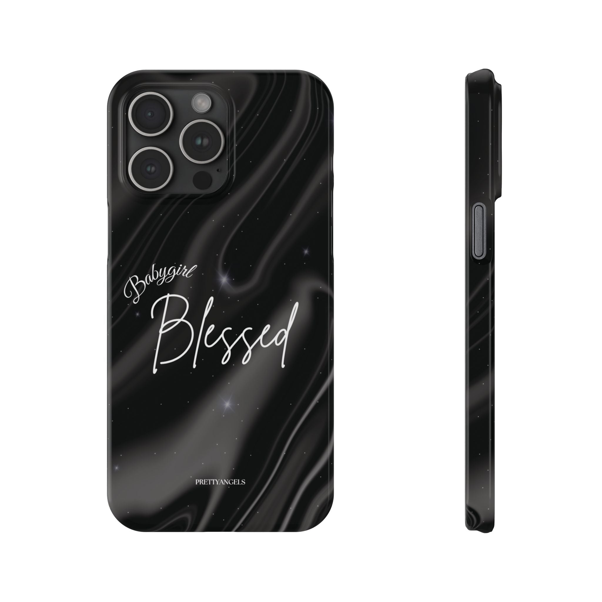 Blessed Babygirl Black Luxe Phone Case - Slim Lightweight & Protective for Rich Feminine Aesthetic Girls