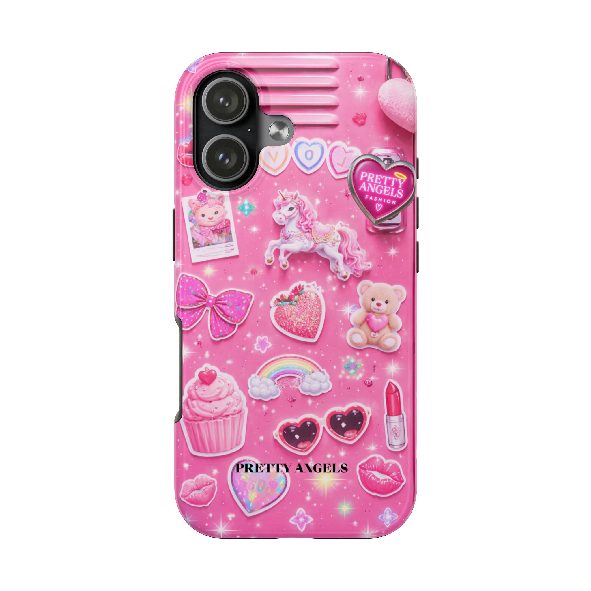Girly Pink Locker Nostalgia with Hearts & Teddy Bear Tough Phone Case