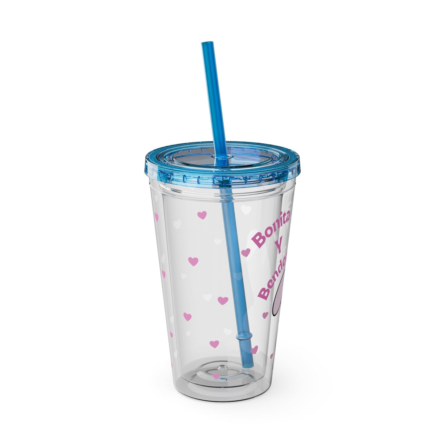 Bonita y Bendecida Pink Bunny Tumbler with Straw, 16oz