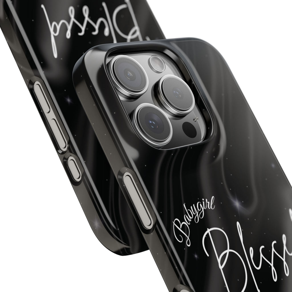 Blessed Babygirl Black Luxe Phone Case - Slim Lightweight & Protective for Rich Feminine Aesthetic Girls