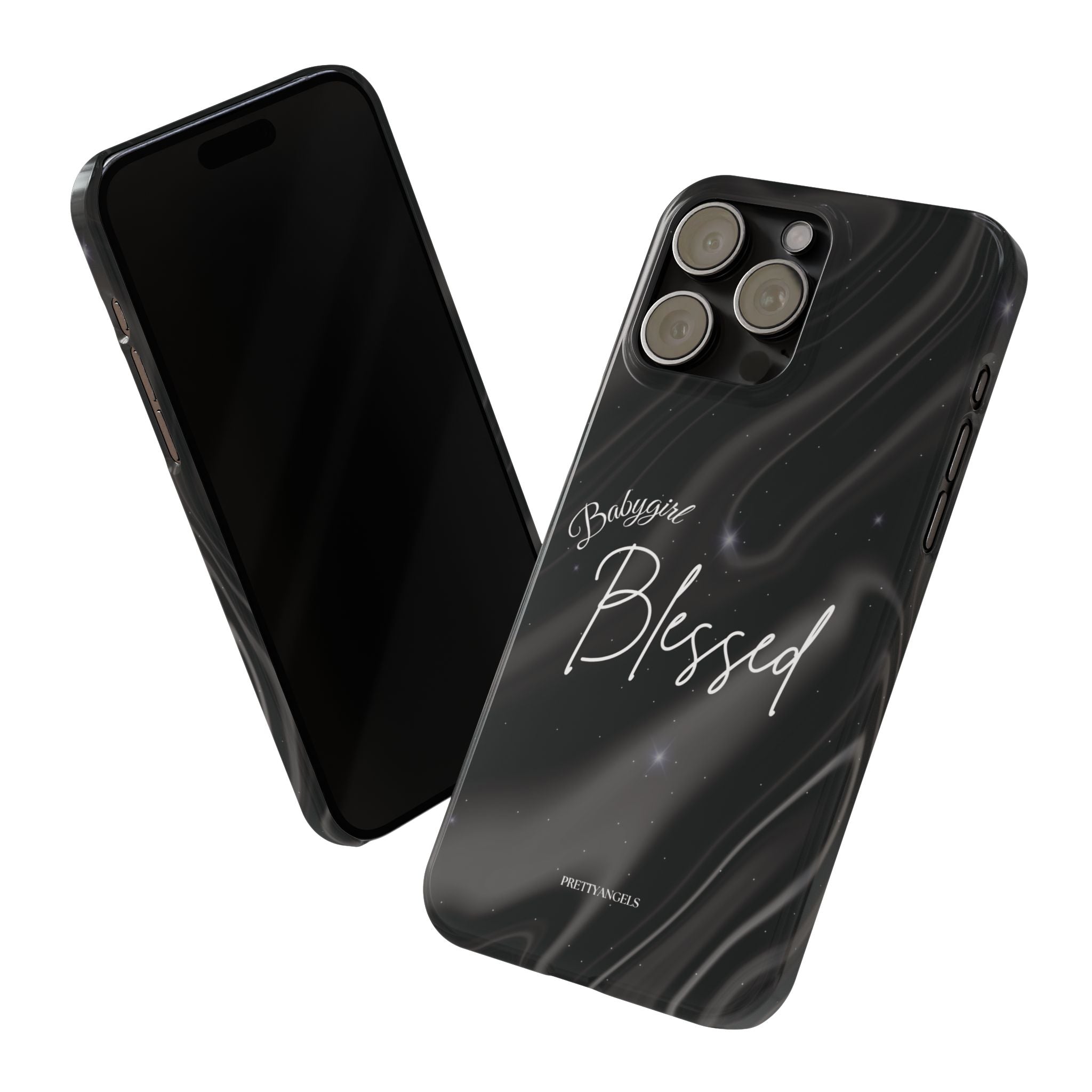 Blessed Babygirl Black Luxe Phone Case - Slim Lightweight & Protective for Rich Feminine Aesthetic Girls