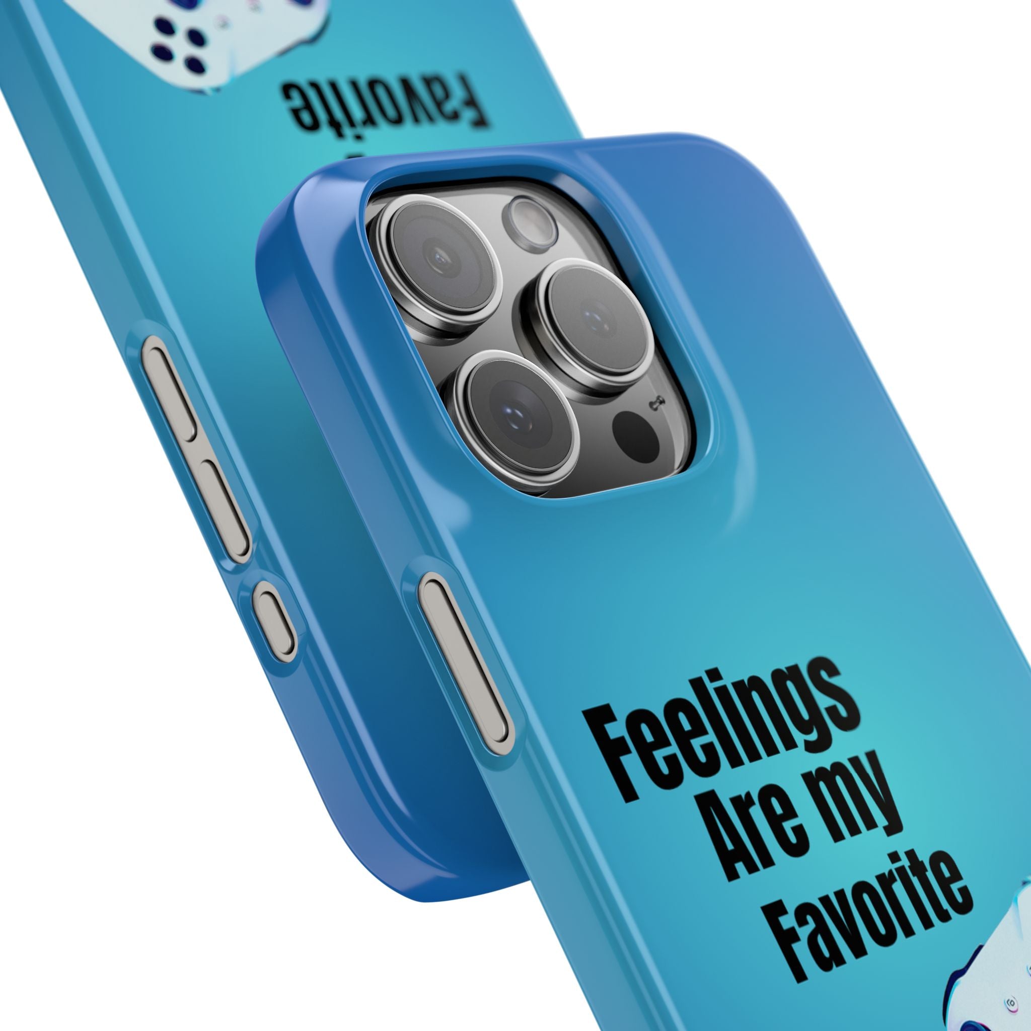 Feelings Are My Favorite Phone Case -Dark Blue Ombré Slim Lightweight Cover with Cute Retro Video Game for Gamer Baddie Girls
