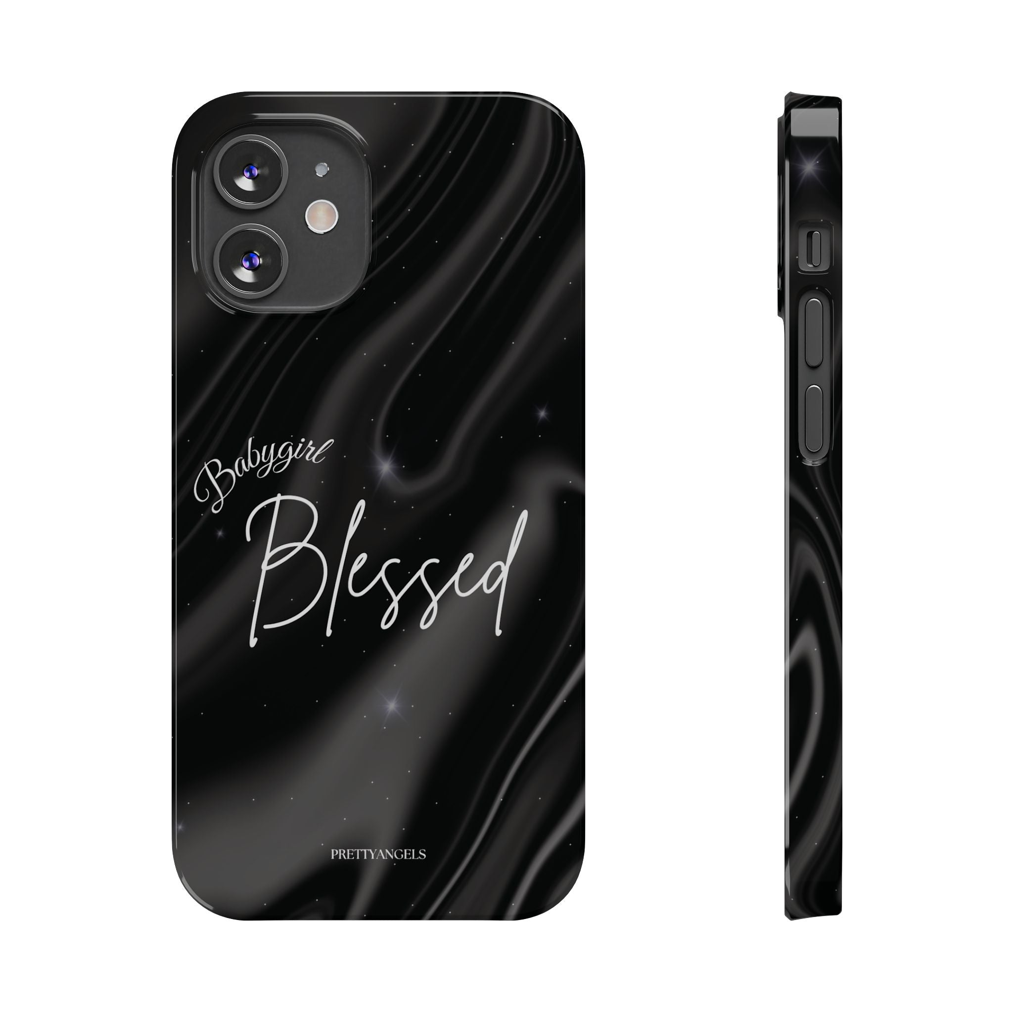 Blessed Babygirl Black Luxe Phone Case - Slim Lightweight & Protective for Rich Feminine Aesthetic Girls