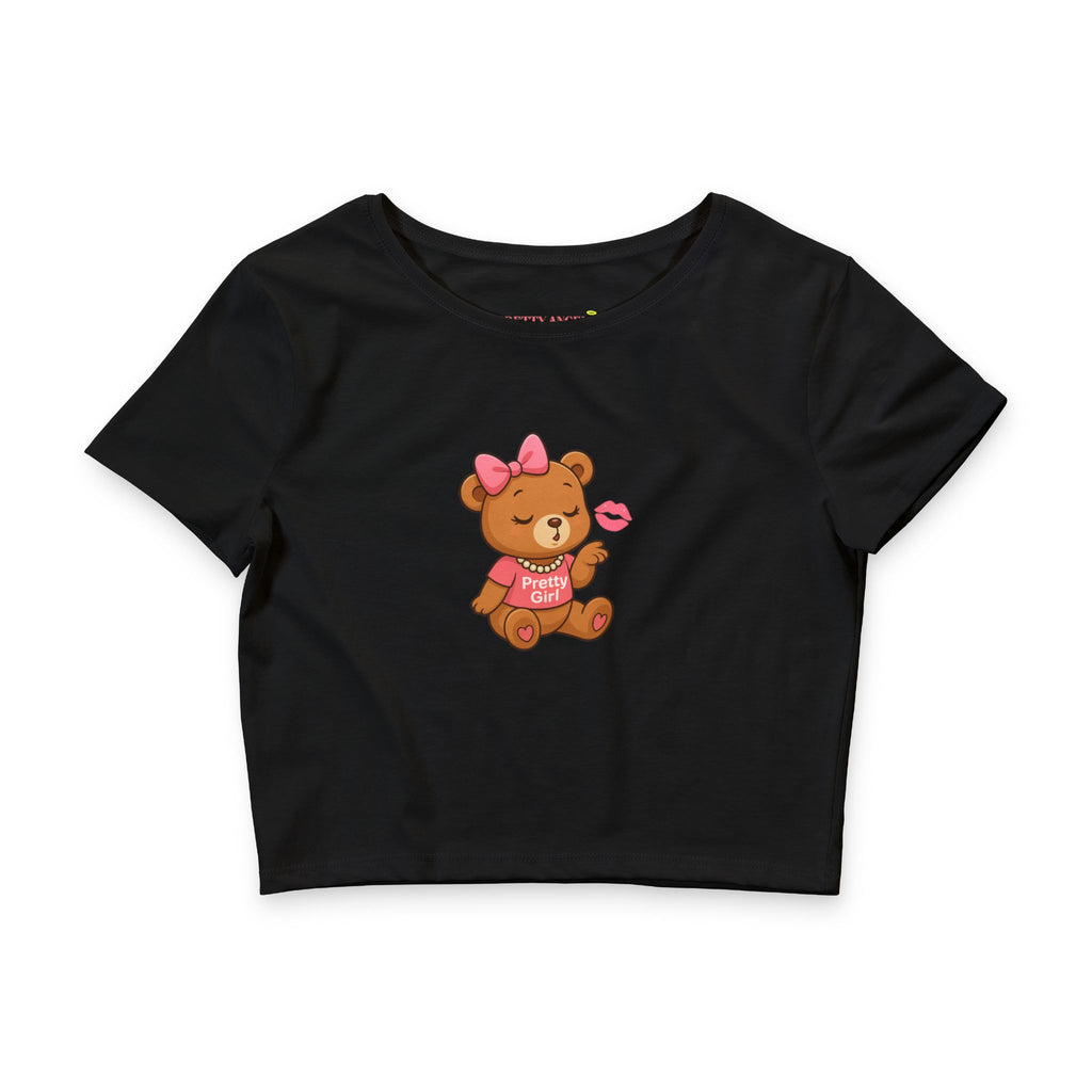 Pretty Girl Teddy Bear Kisses Crop Tee