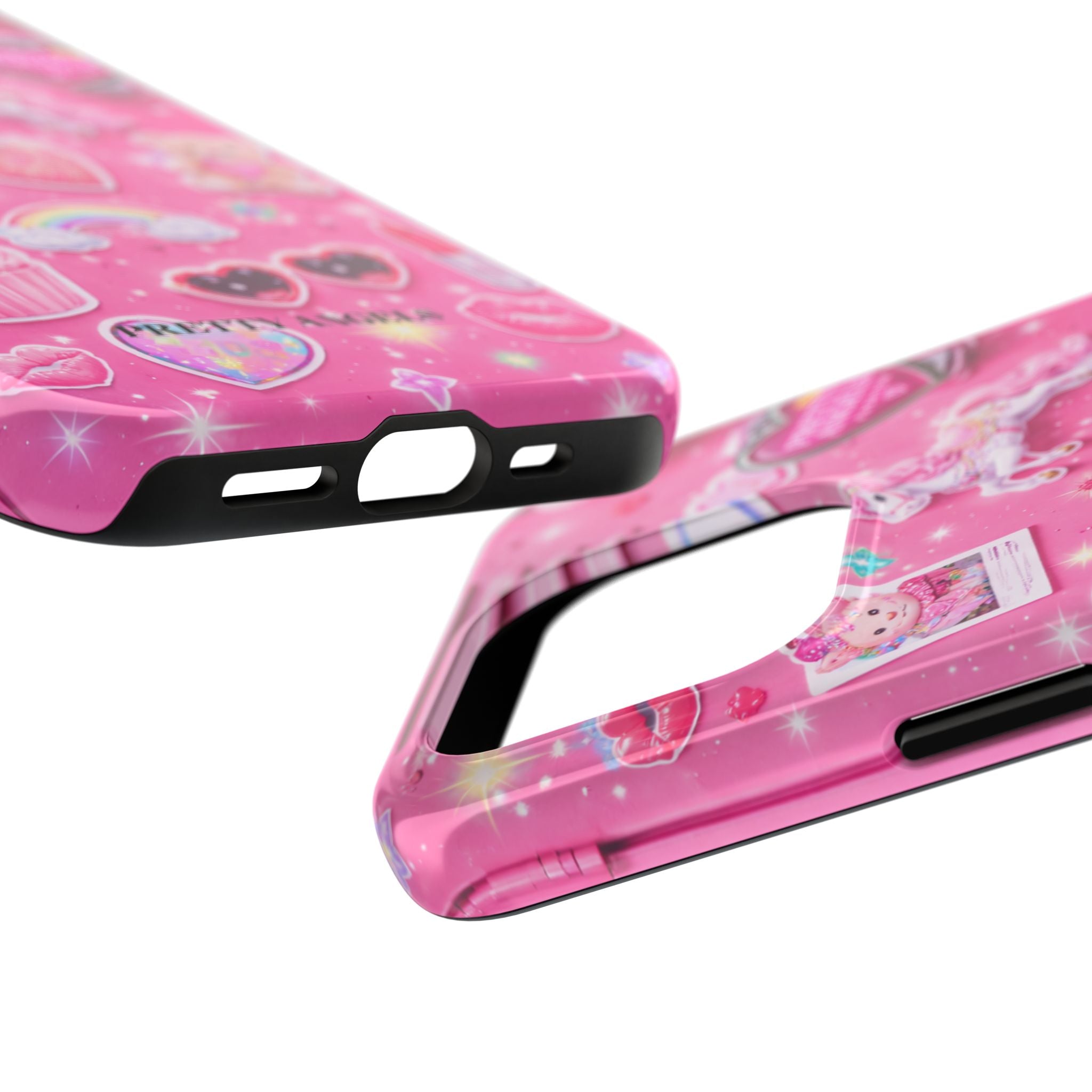 Girly Pink Locker Nostalgia with Hearts & Teddy Bear Tough Phone Case