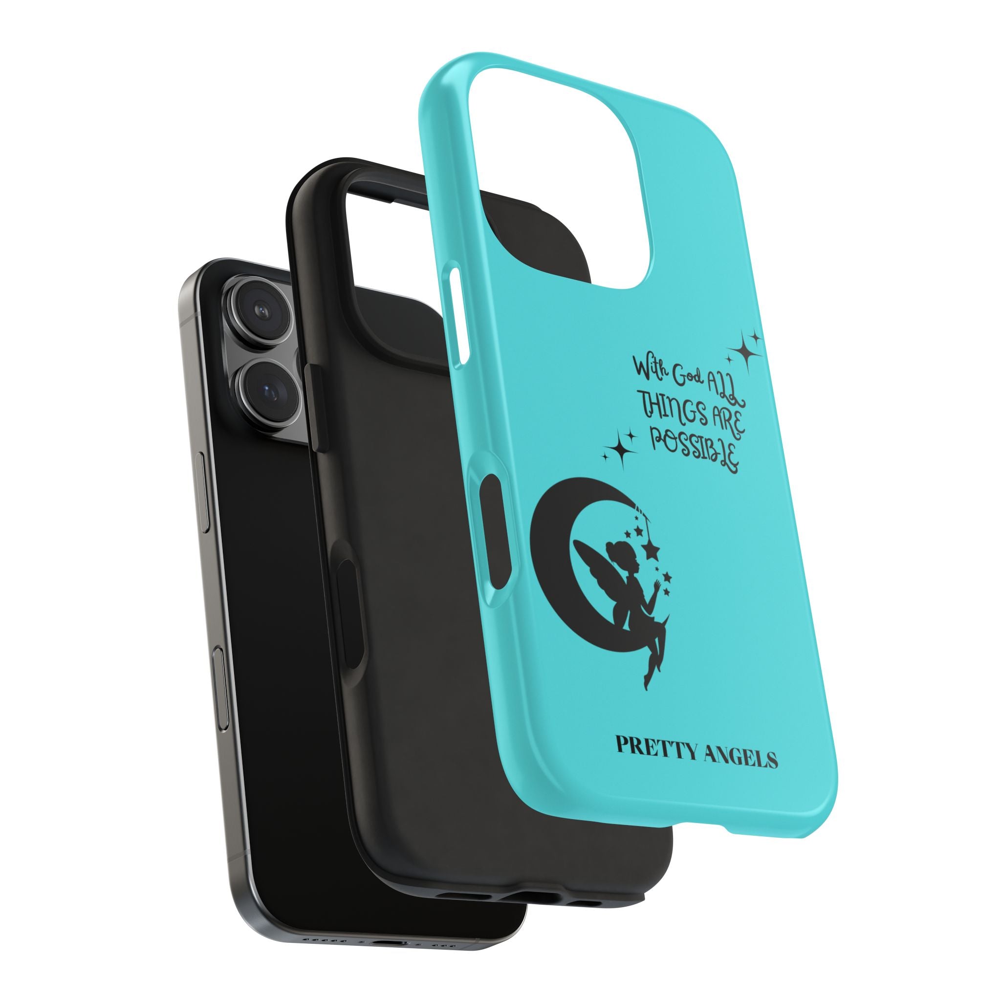 “With God All Things Are Possible” Teal Fairy Moon Tough Phone Case