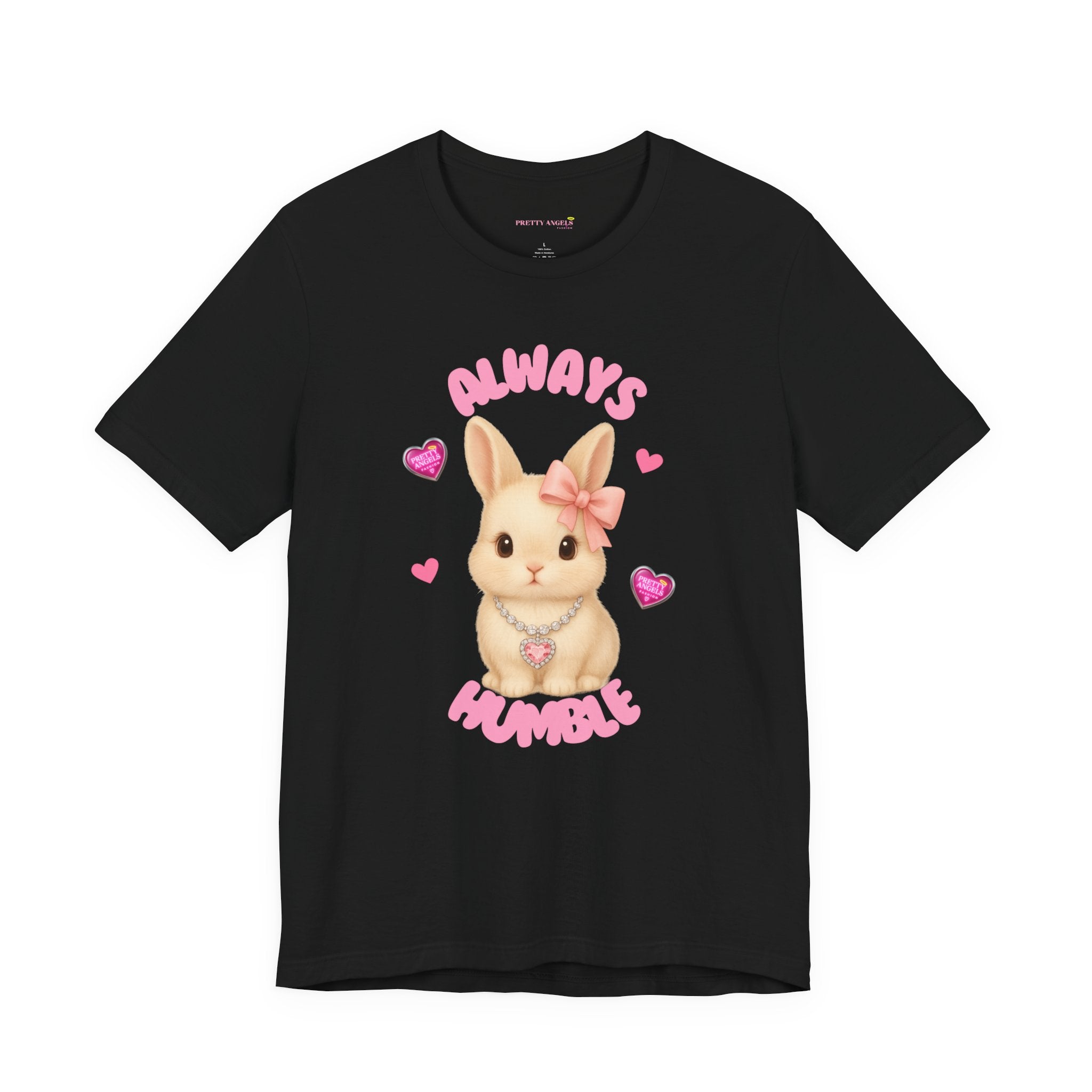 Always Humble Bunny T-Shirt – Cute Aesthetic Pink Bow Bunny Tee for Pretty Girls | 100% Airlume Cotton | Soft Lightweight Girly Shirt | Cute Pink Aesthetic Outfit