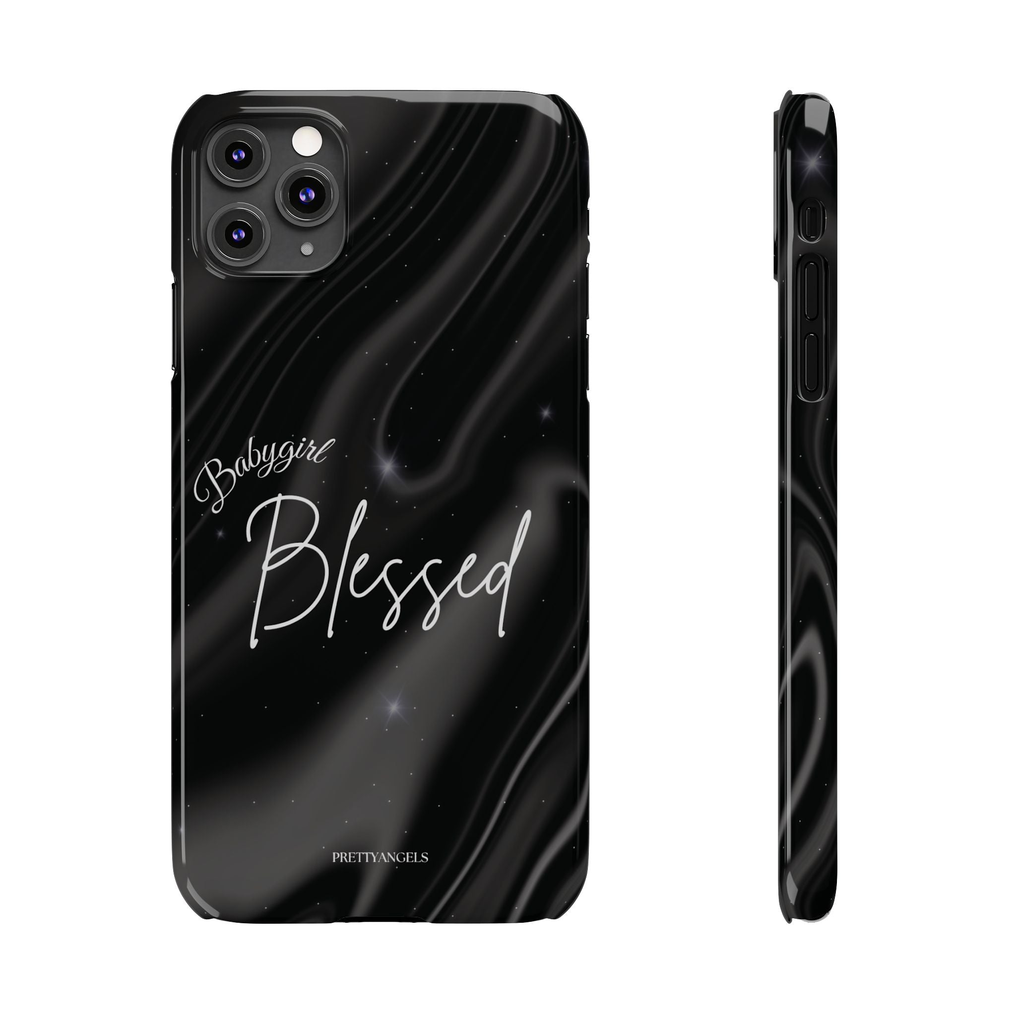 Blessed Babygirl Black Luxe Phone Case - Slim Lightweight & Protective for Rich Feminine Aesthetic Girls