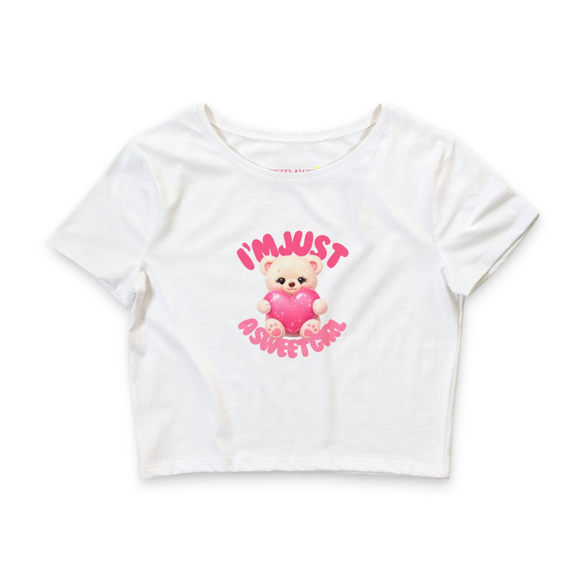 Sweet Girl Teddy Bear Crop Tee — “I’m Just a Sweet Girl”