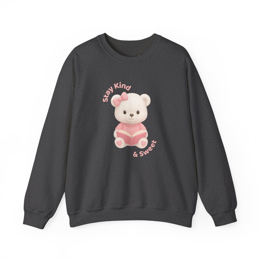 Stay Kind & Sweet™ Teddy Bear Sweatshirt | Cozy Ethically Made Unisex Sweater for Pretty Girls