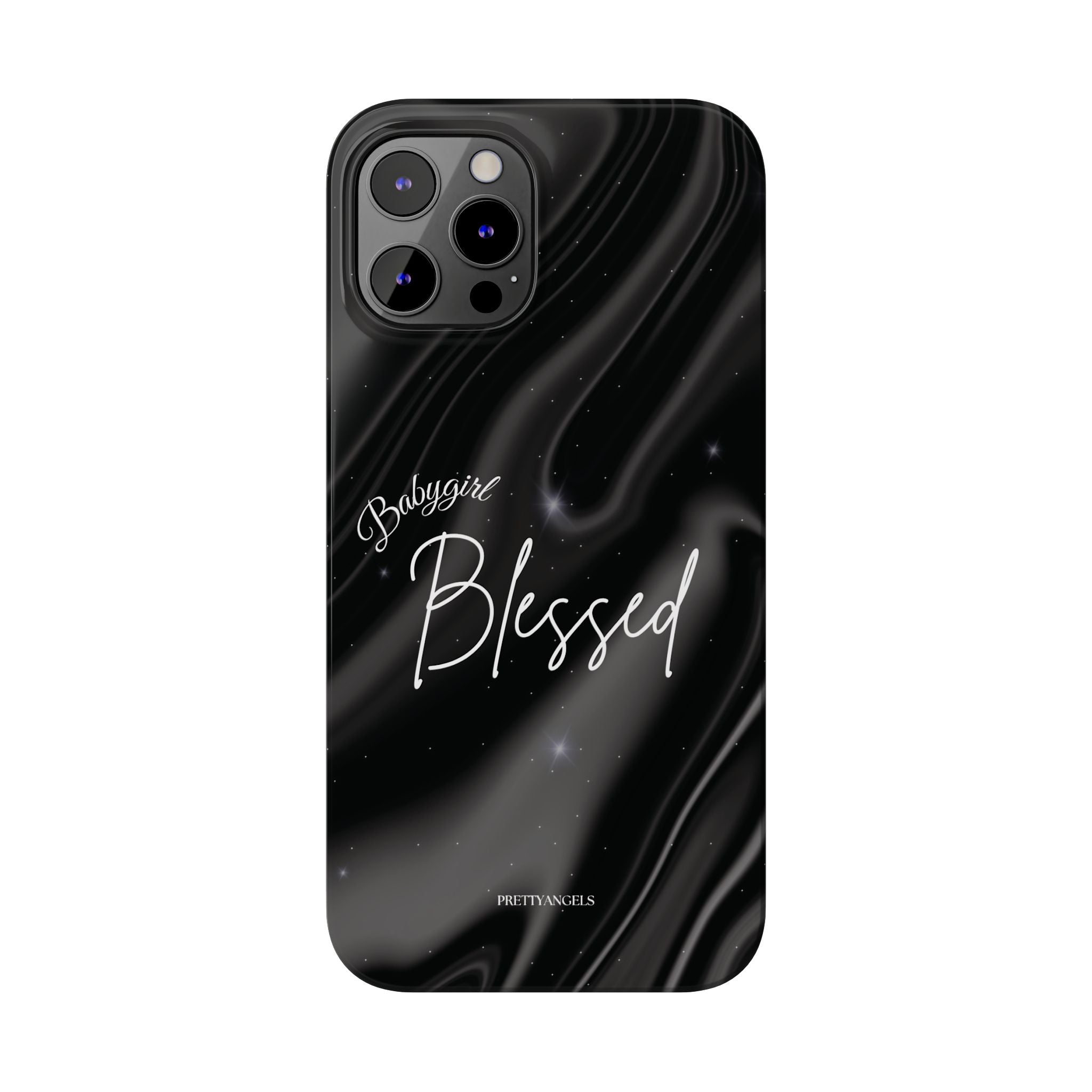 Blessed Babygirl Black Luxe Phone Case - Slim Lightweight & Protective for Rich Feminine Aesthetic Girls