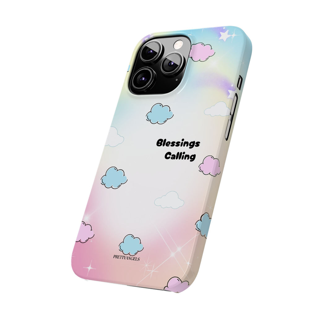 ‘Blessings Calling' Phone Case – Slim Lightweight Ombré Cover with Magical Pastel Clouds for Girly Girls & Faith-Filled Baddies - Cute Cloud Aesthetic, Phone Accessories, Gift for Friends, Pastel Theme Vibes, Cozy Magical Vibes