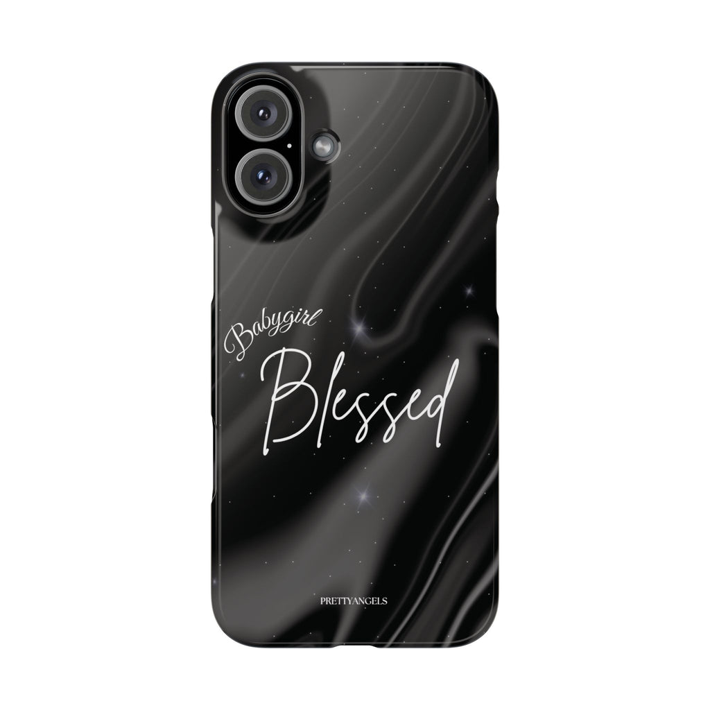 Blessed Babygirl Black Luxe Phone Case - Slim Lightweight & Protective for Rich Feminine Aesthetic Girls