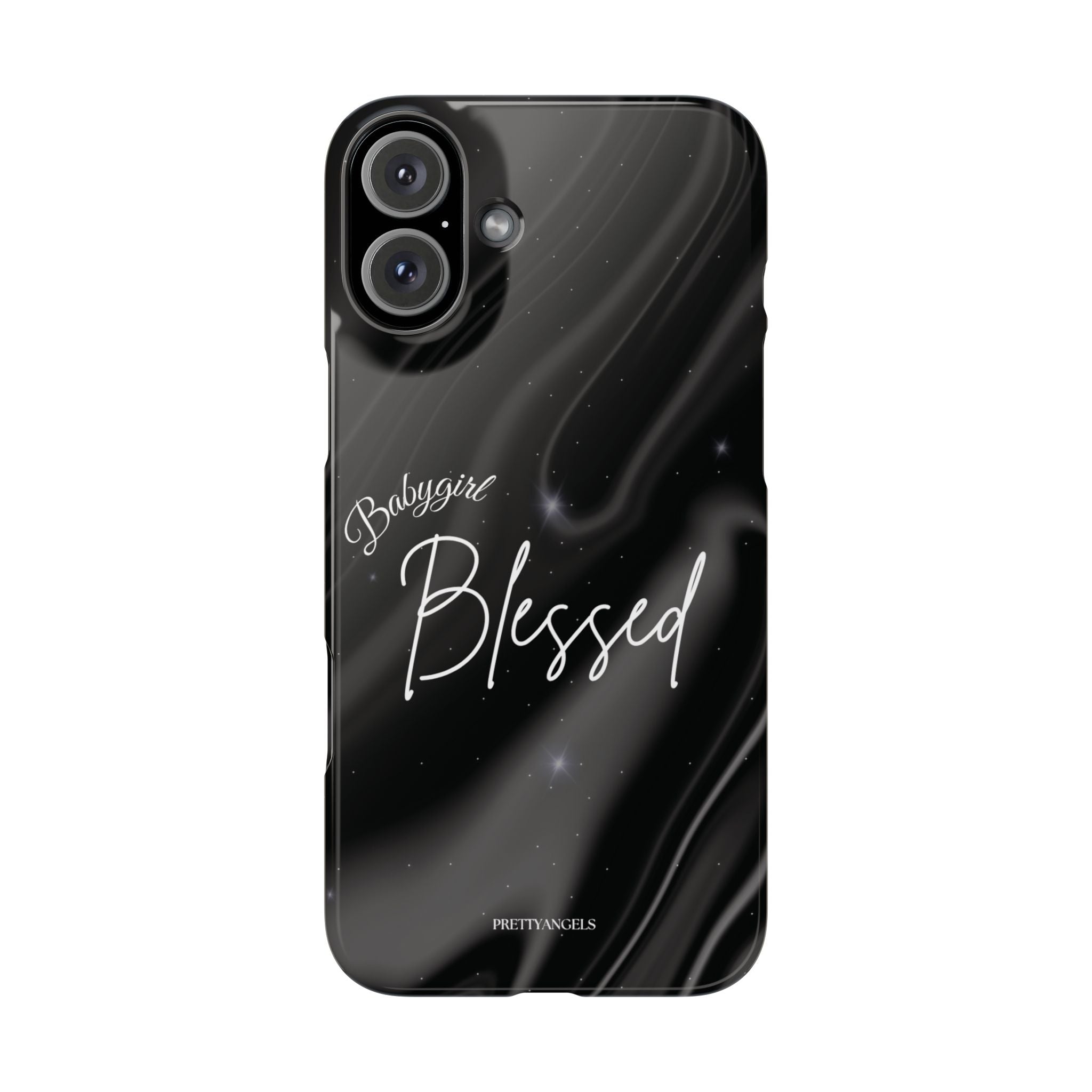 Blessed Babygirl Black Luxe Phone Case - Slim Lightweight & Protective for Rich Feminine Aesthetic Girls