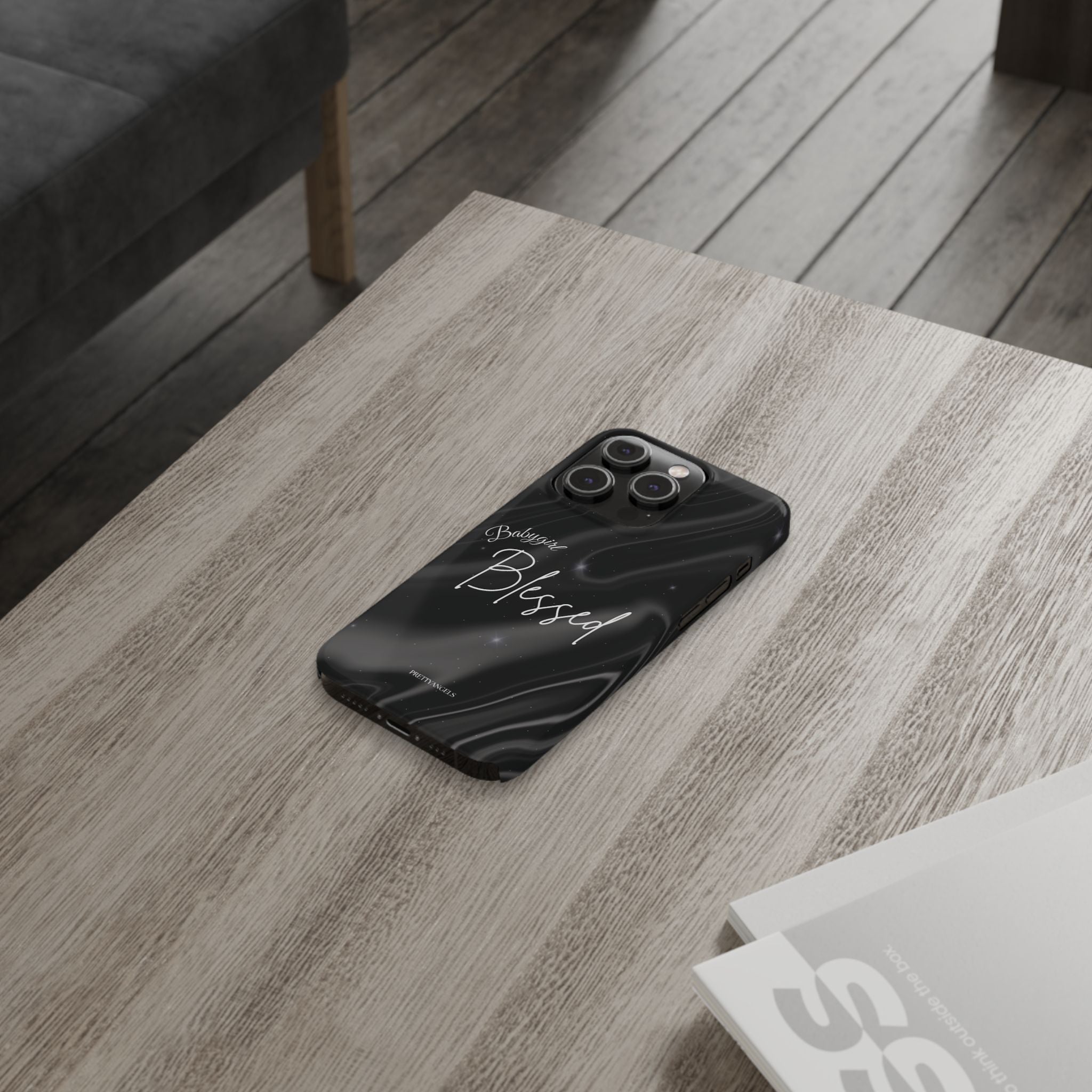Blessed Babygirl Black Luxe Phone Case - Slim Lightweight & Protective for Rich Feminine Aesthetic Girls