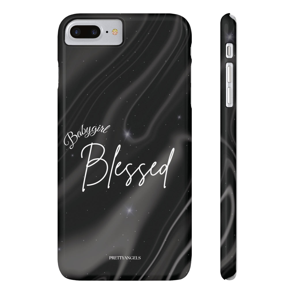 Blessed Babygirl Black Luxe Phone Case - Slim Lightweight & Protective for Rich Feminine Aesthetic Girls