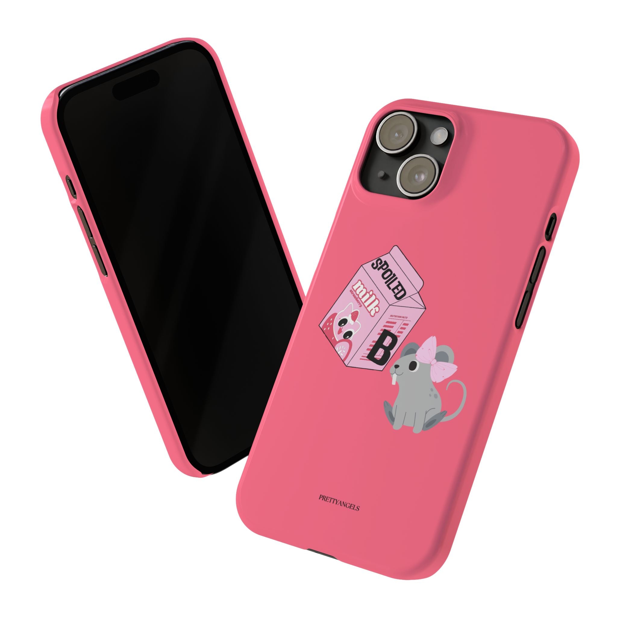 “Spoiled Brat Peachy Phone Case - Slim Cute Baby Rat & Pink Milk Carton Protective Cover for Girly Princesses” - Teenage Girl Accessories, Trendy Phone Covers for Girls