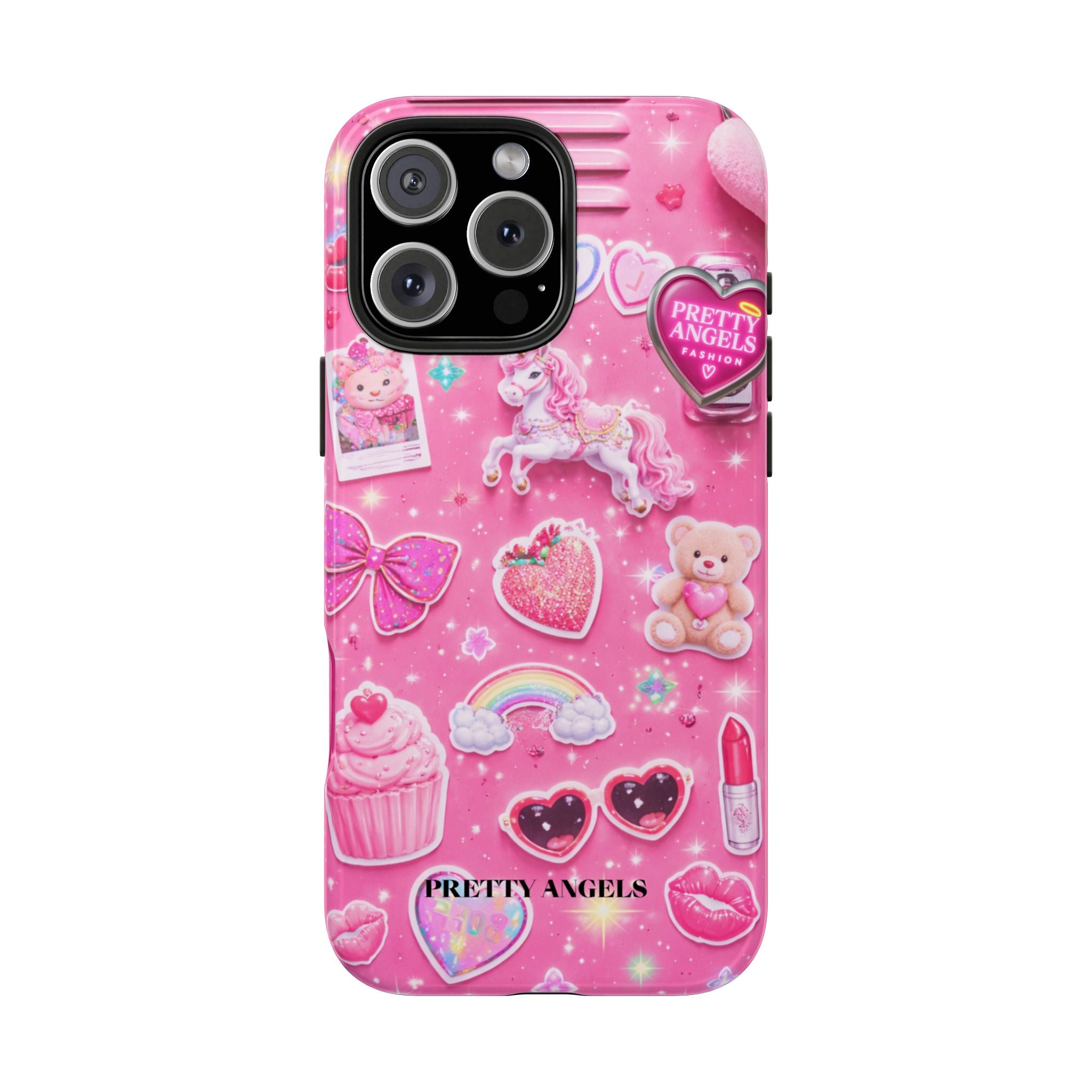 Girly Pink Locker Nostalgia with Hearts & Teddy Bear Tough Phone Case
