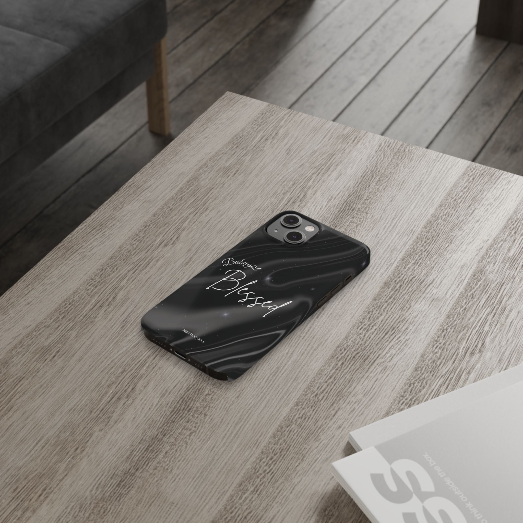 Blessed Babygirl Black Luxe Phone Case - Slim Lightweight & Protective for Rich Feminine Aesthetic Girls