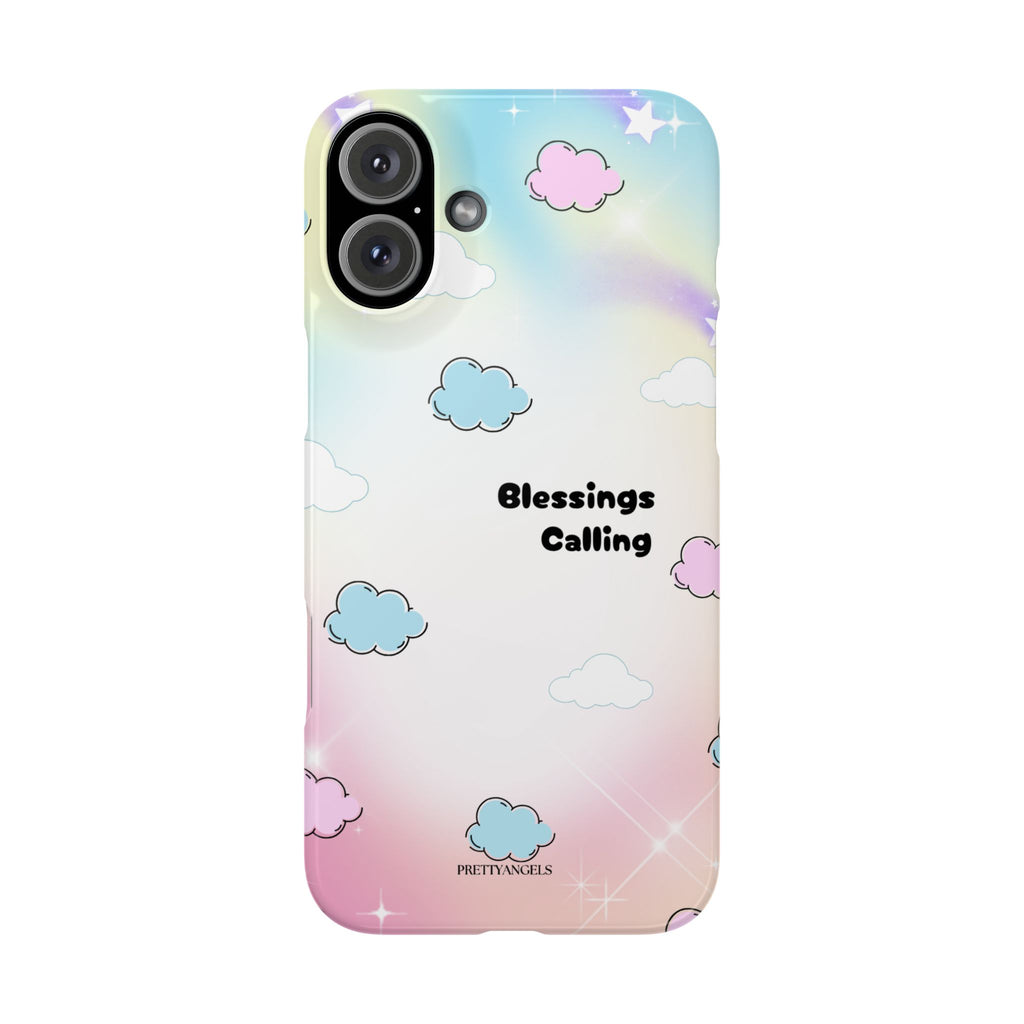 ‘Blessings Calling' Phone Case – Slim Lightweight Ombré Cover with Magical Pastel Clouds for Girly Girls & Faith-Filled Baddies - Cute Cloud Aesthetic, Phone Accessories, Gift for Friends, Pastel Theme Vibes, Cozy Magical Vibes