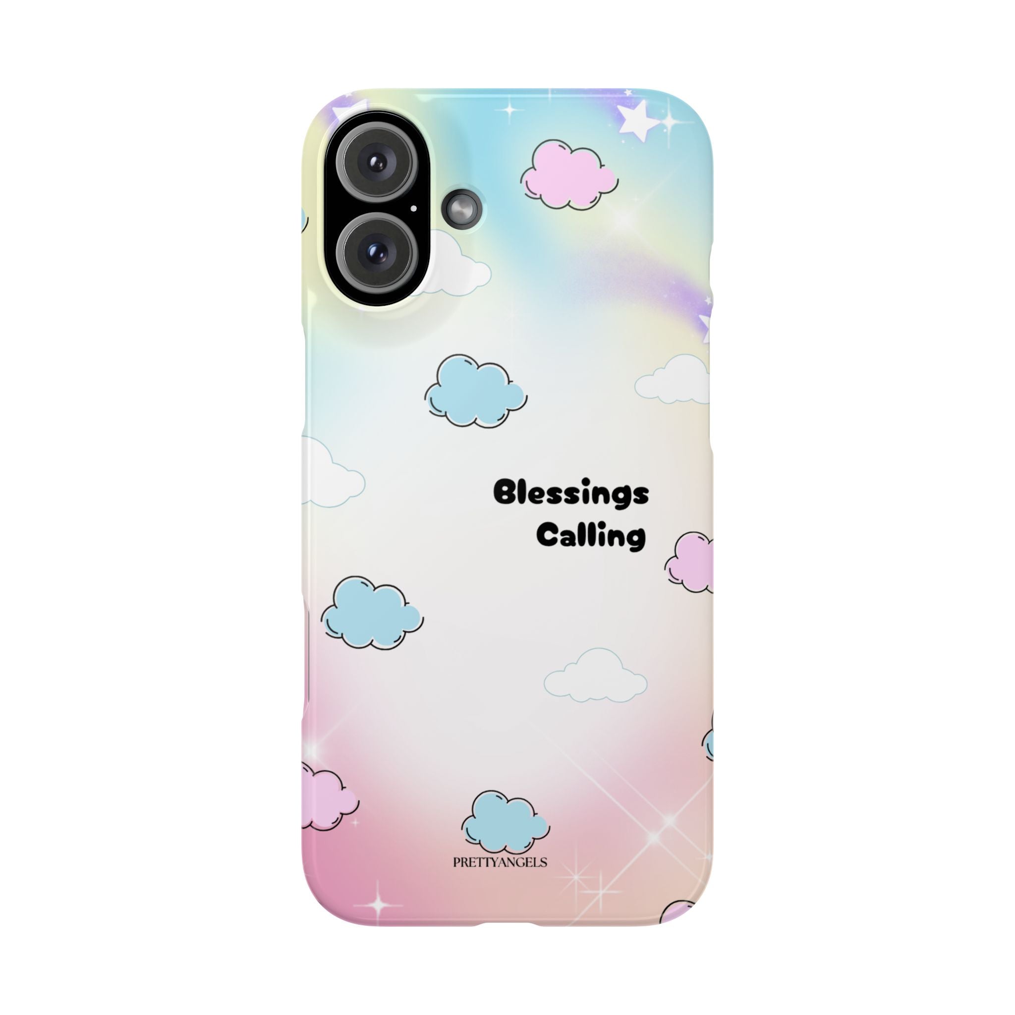 ‘Blessings Calling' Phone Case – Slim Lightweight Ombré Cover with Magical Pastel Clouds for Girly Girls & Faith-Filled Baddies - Cute Cloud Aesthetic, Phone Accessories, Gift for Friends, Pastel Theme Vibes, Cozy Magical Vibes