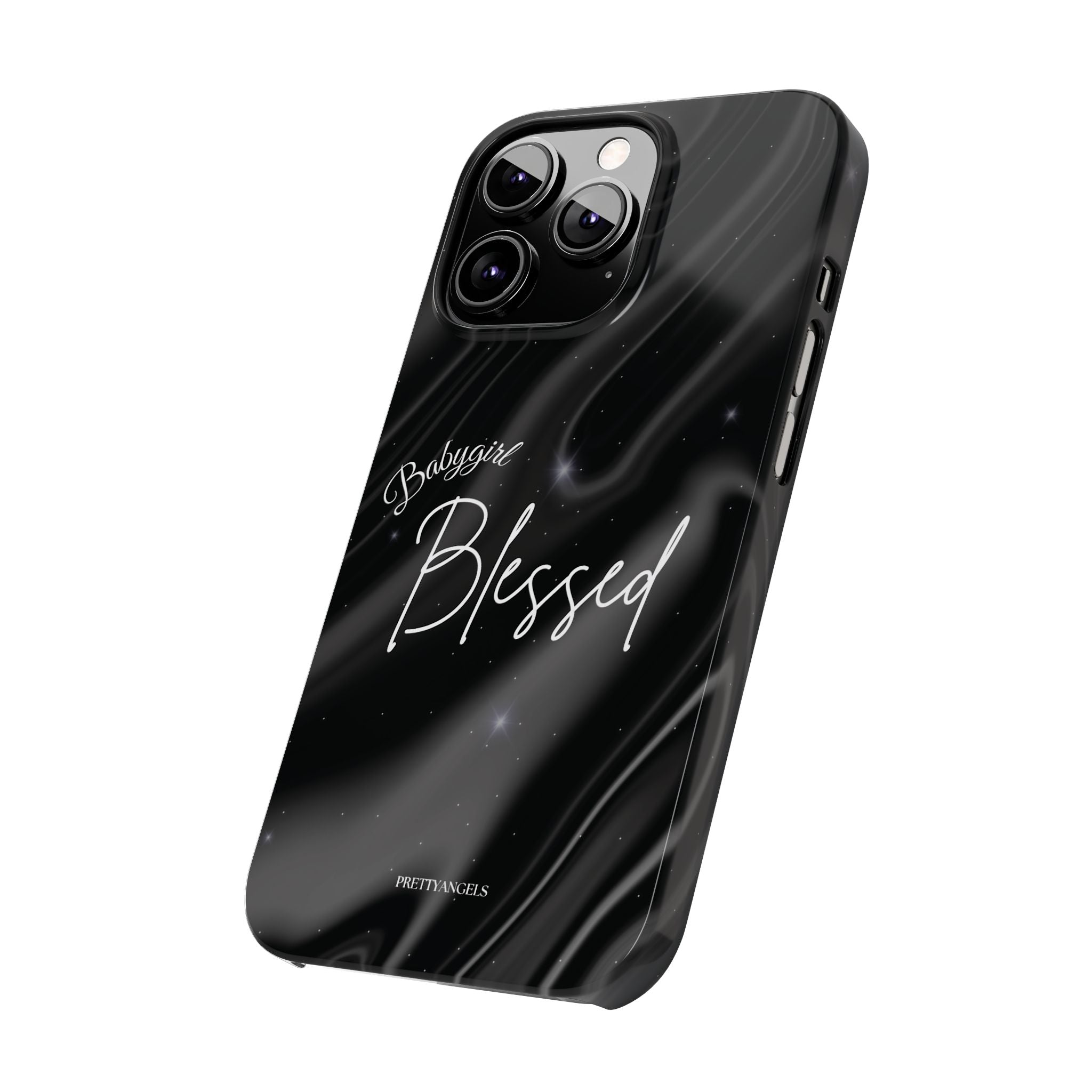 Blessed Babygirl Black Luxe Phone Case - Slim Lightweight & Protective for Rich Feminine Aesthetic Girls