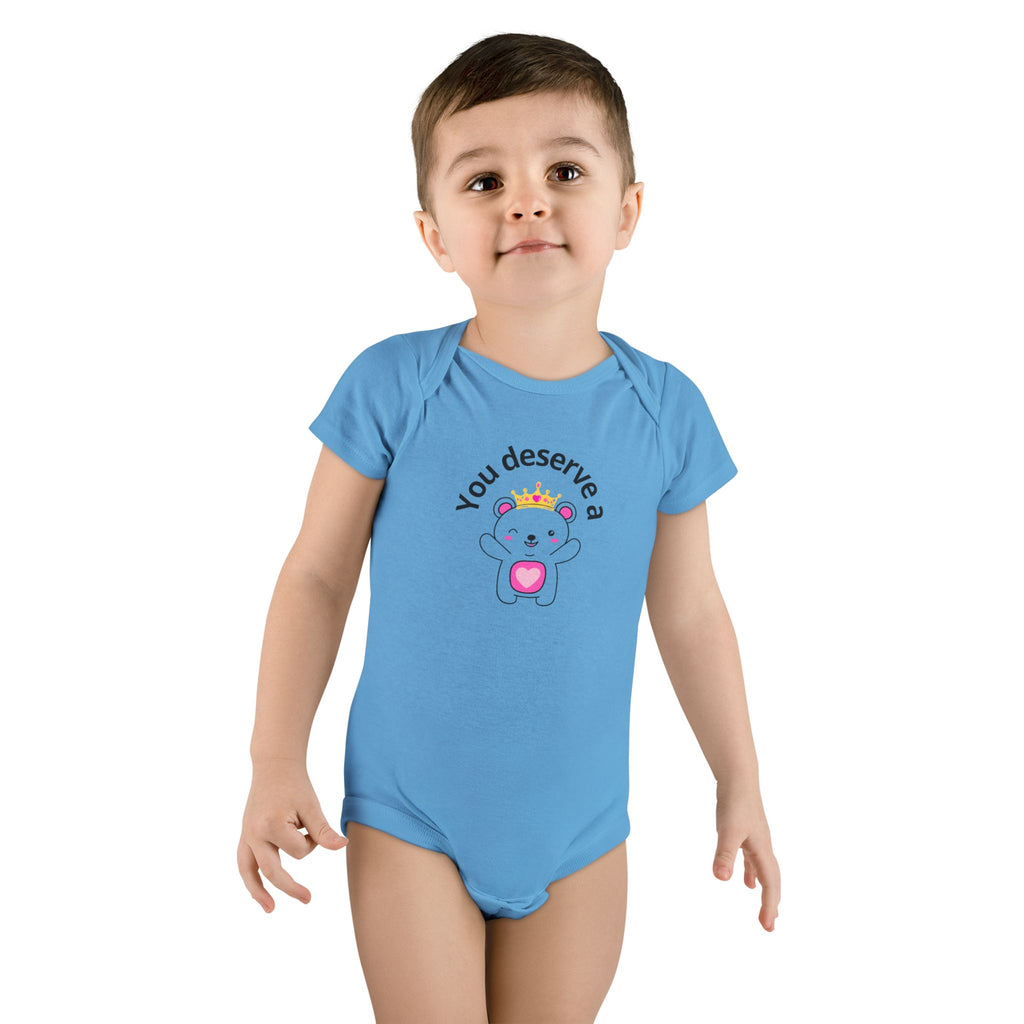 You Deserve a Hug Baby Girl Onesie - Cute Crown Bear Design for Girly Moms & Newborns | Soft, Comfy & Adorable, Girly Baby Shower Gifts