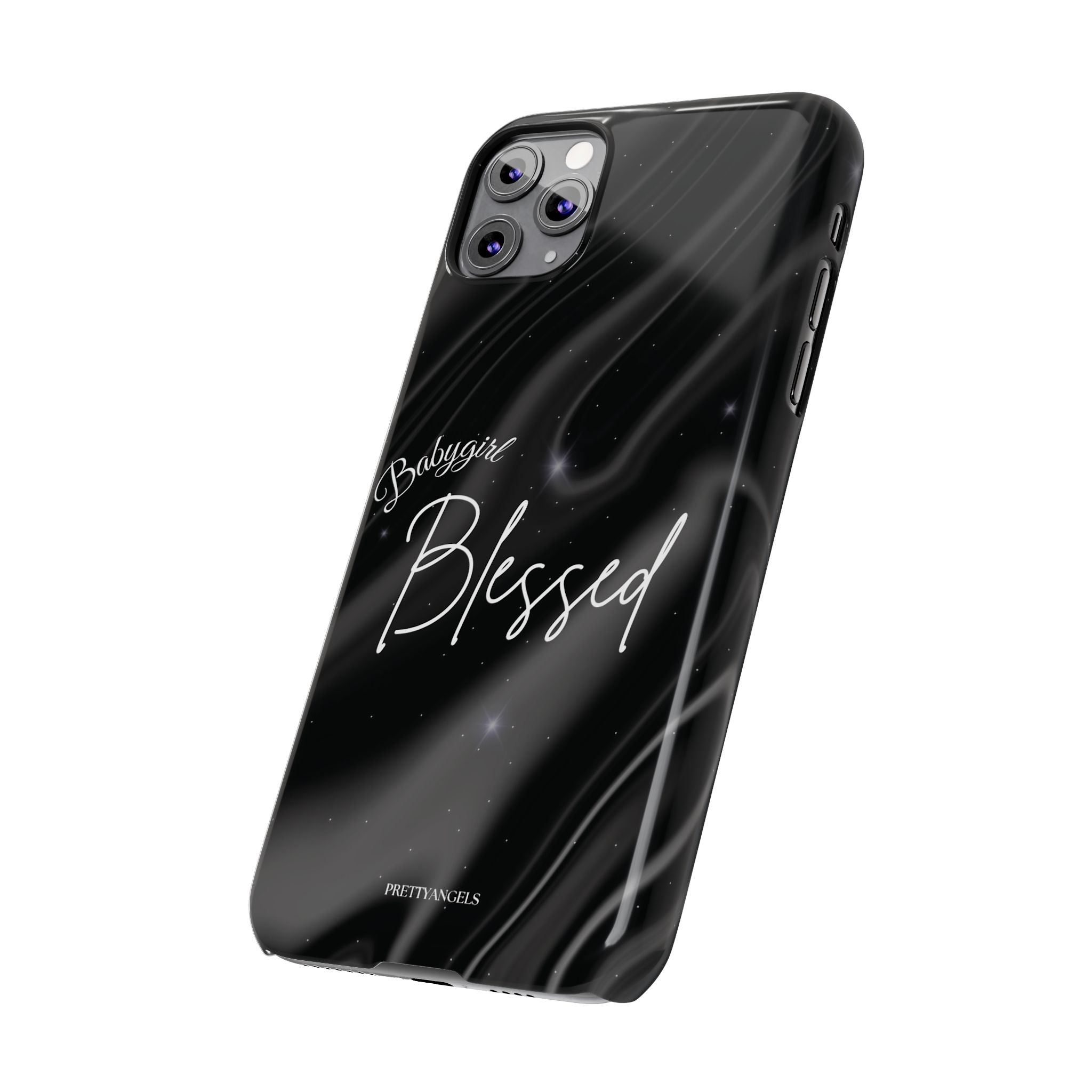 Blessed Babygirl Black Luxe Phone Case - Slim Lightweight & Protective for Rich Feminine Aesthetic Girls