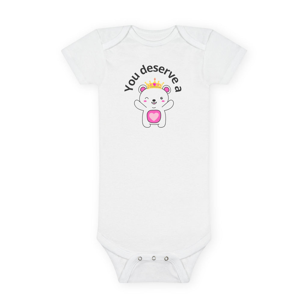 You Deserve a Hug Baby Girl Onesie - Cute Crown Bear Design for Girly Moms & Newborns | Soft, Comfy & Adorable, Girly Baby Shower Gifts