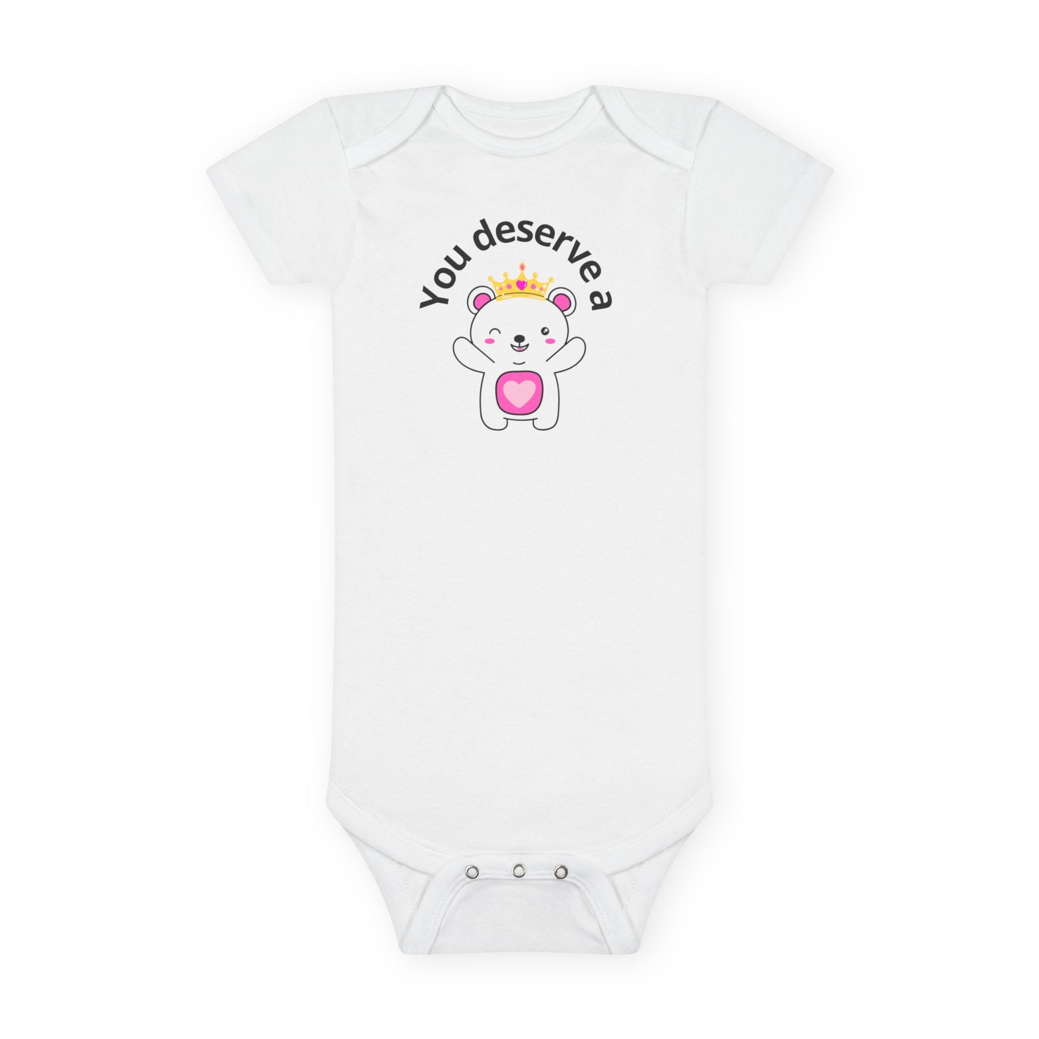 You Deserve a Hug Baby Girl Onesie - Cute Crown Bear Design for Girly Moms & Newborns | Soft, Comfy & Adorable, Girly Baby Shower Gifts