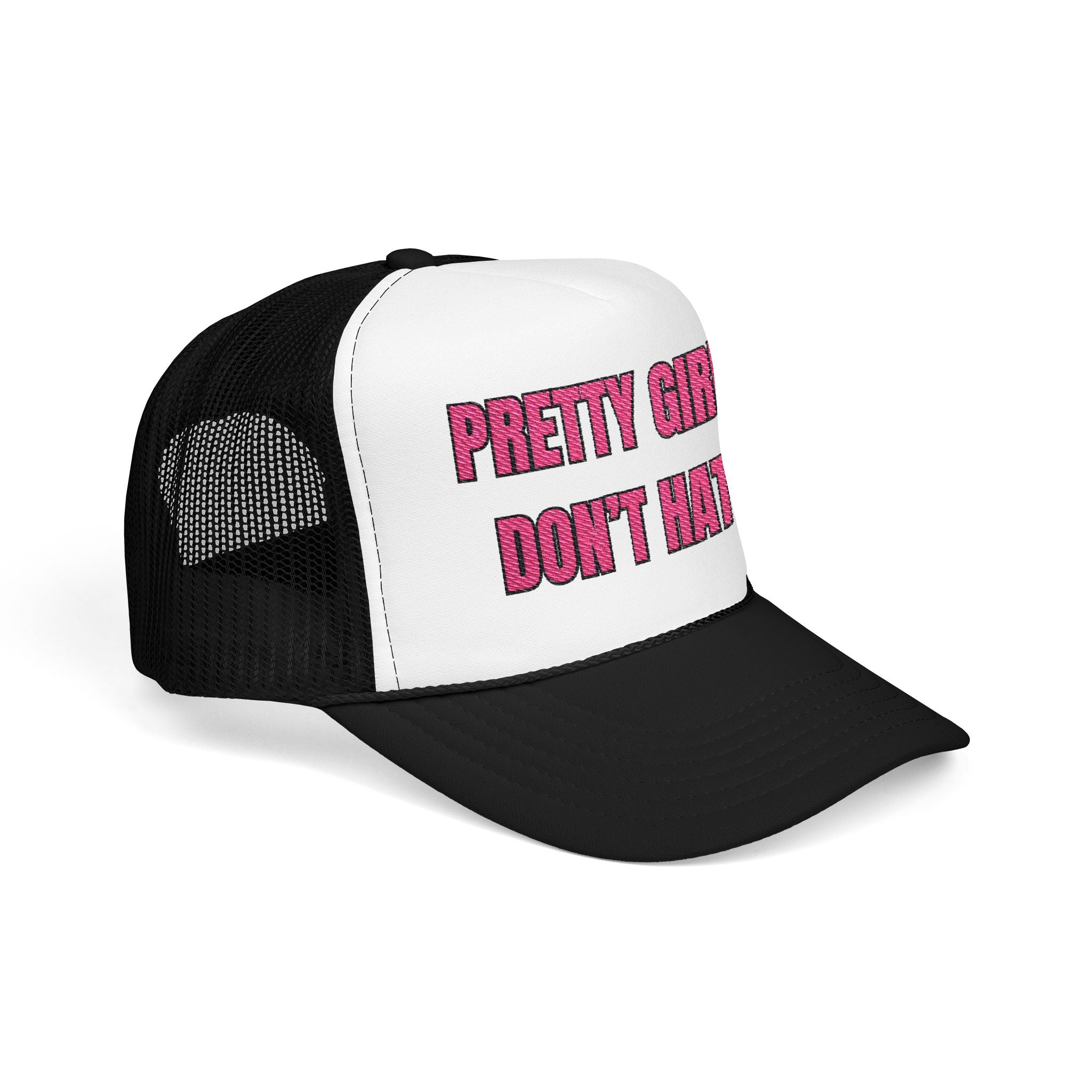 “PRETTY GIRLS DON’T HATE” Pink Trucker Hat – Barbiecore Baddie Aesthetic | Adjustable Snapback | Y2K Rich Girl Energy