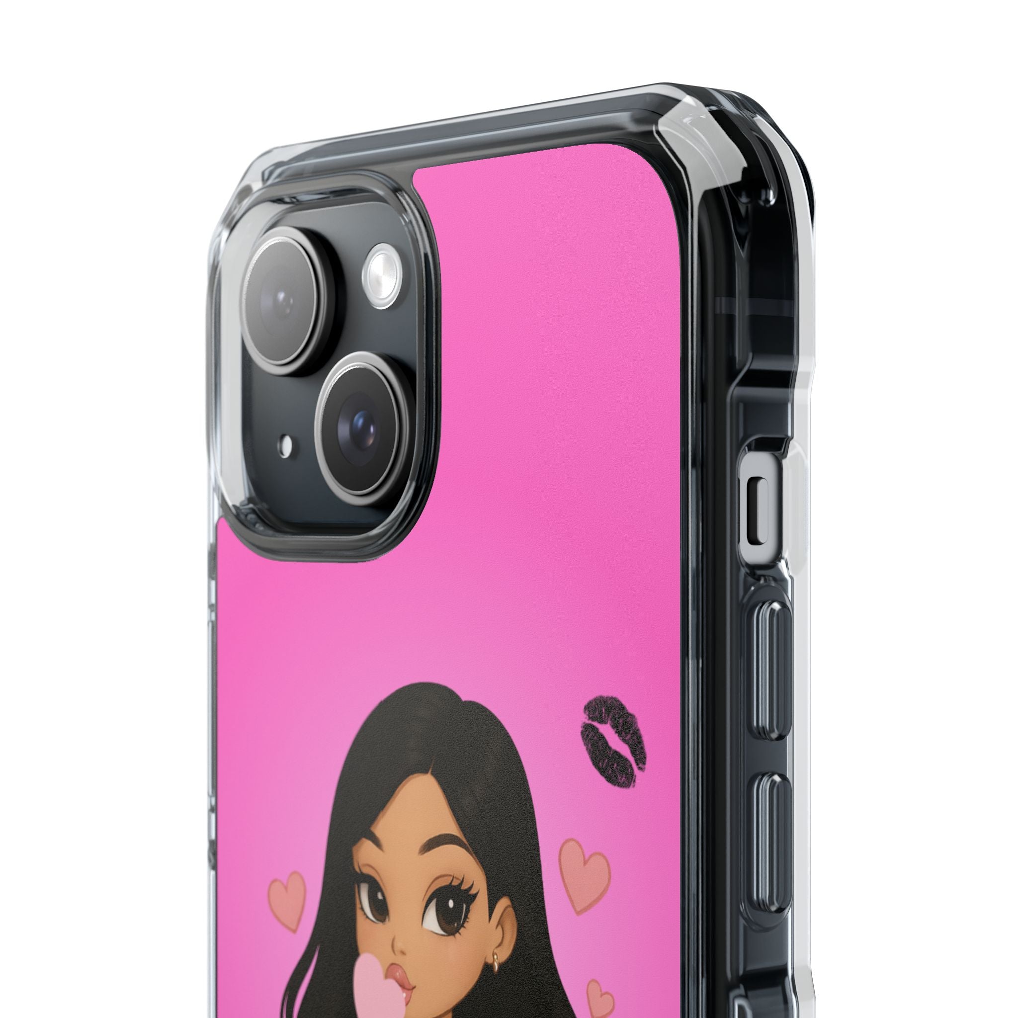 “Luxury Pink MagSafe iPhone Case – Bratz-Inspired Doll on Cloud with Heart Lollipop | Girly Chic Air-Cushion Protection”