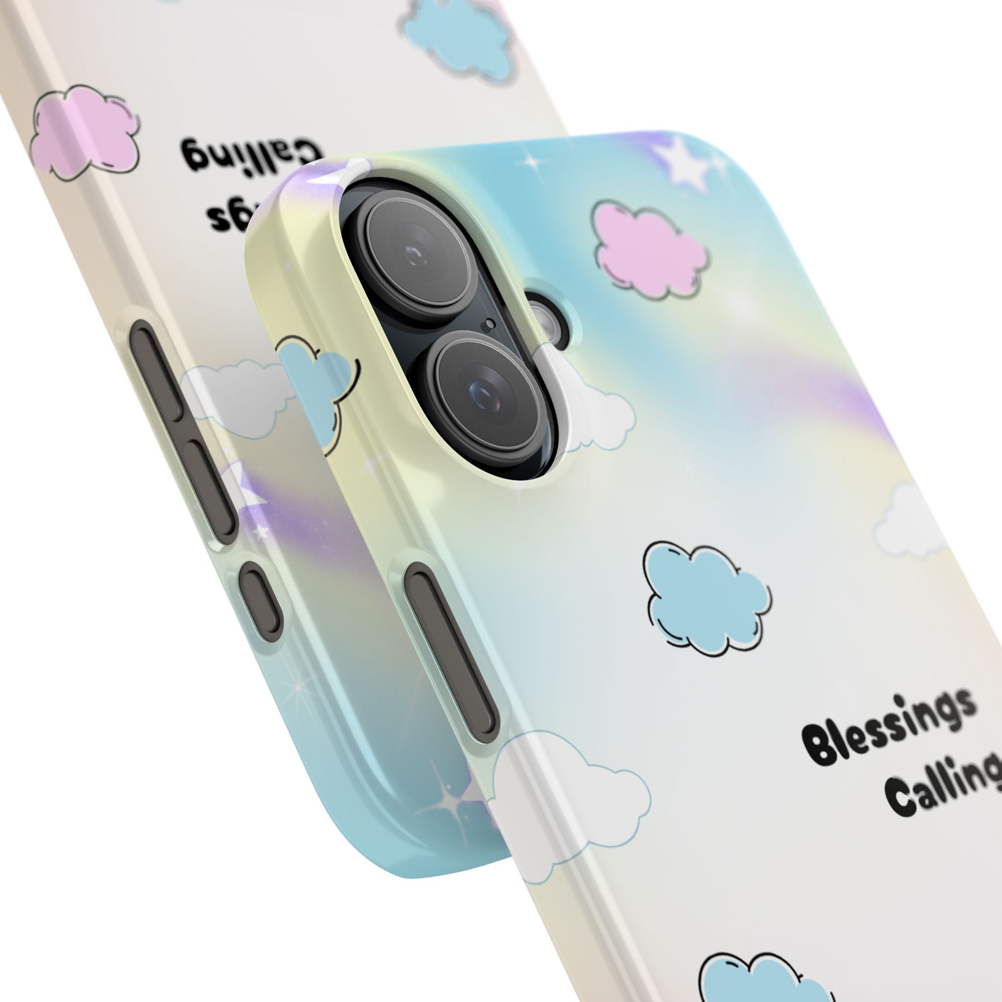 ‘Blessings Calling' Phone Case – Slim Lightweight Ombré Cover with Magical Pastel Clouds for Girly Girls & Faith-Filled Baddies - Cute Cloud Aesthetic, Phone Accessories, Gift for Friends, Pastel Theme Vibes, Cozy Magical Vibes
