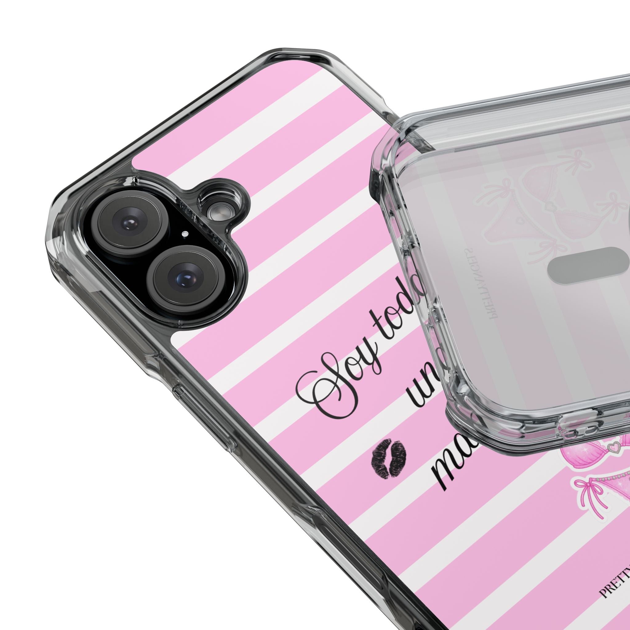 “Soy Toda Una Mamacita” MagSafe Clear Phone Case - Pink & White Striped | Latina Baddie Magnetic Impact Cover