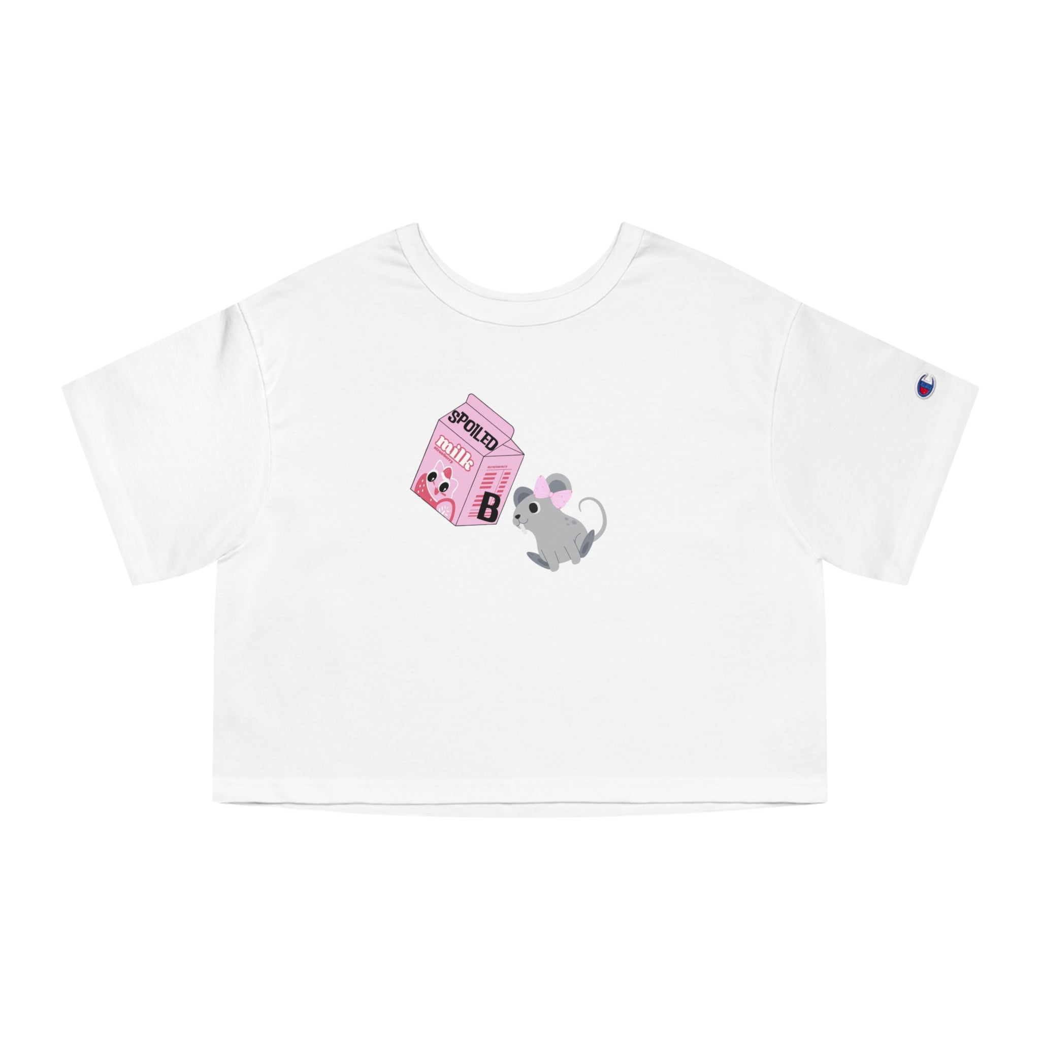 “Spoiled Pink Milk & Baby Rat” Champion® Loose Cropped Tee – Soft Girl Brat Aesthetic for Teen Baddies