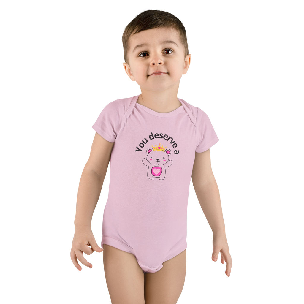 You Deserve a Hug Baby Girl Onesie - Cute Crown Bear Design for Girly Moms & Newborns | Soft, Comfy & Adorable, Girly Baby Shower Gifts