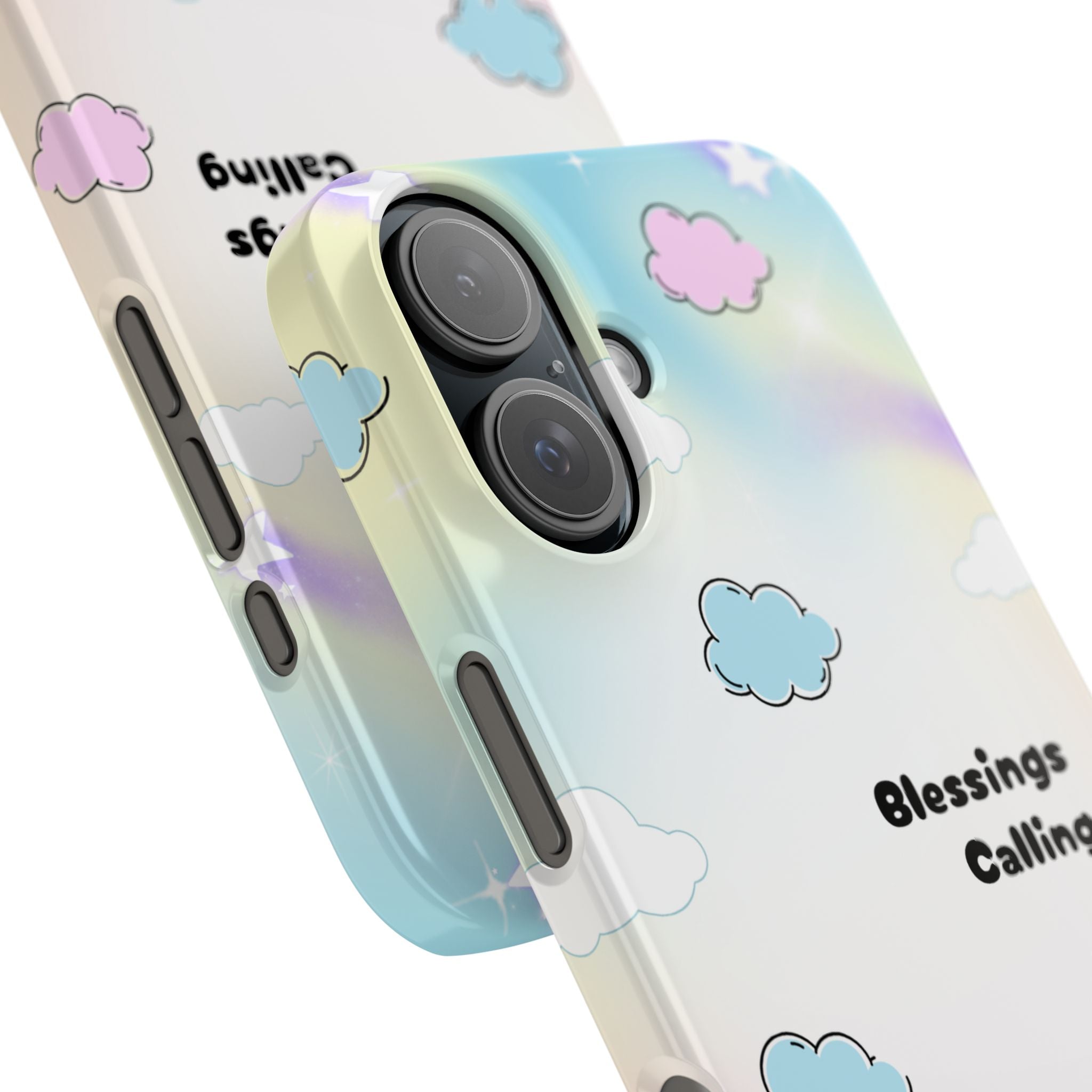 ‘Blessings Calling' Phone Case – Slim Lightweight Ombré Cover with Magical Pastel Clouds for Girly Girls & Faith-Filled Baddies - Cute Cloud Aesthetic, Phone Accessories, Gift for Friends, Pastel Theme Vibes, Cozy Magical Vibes