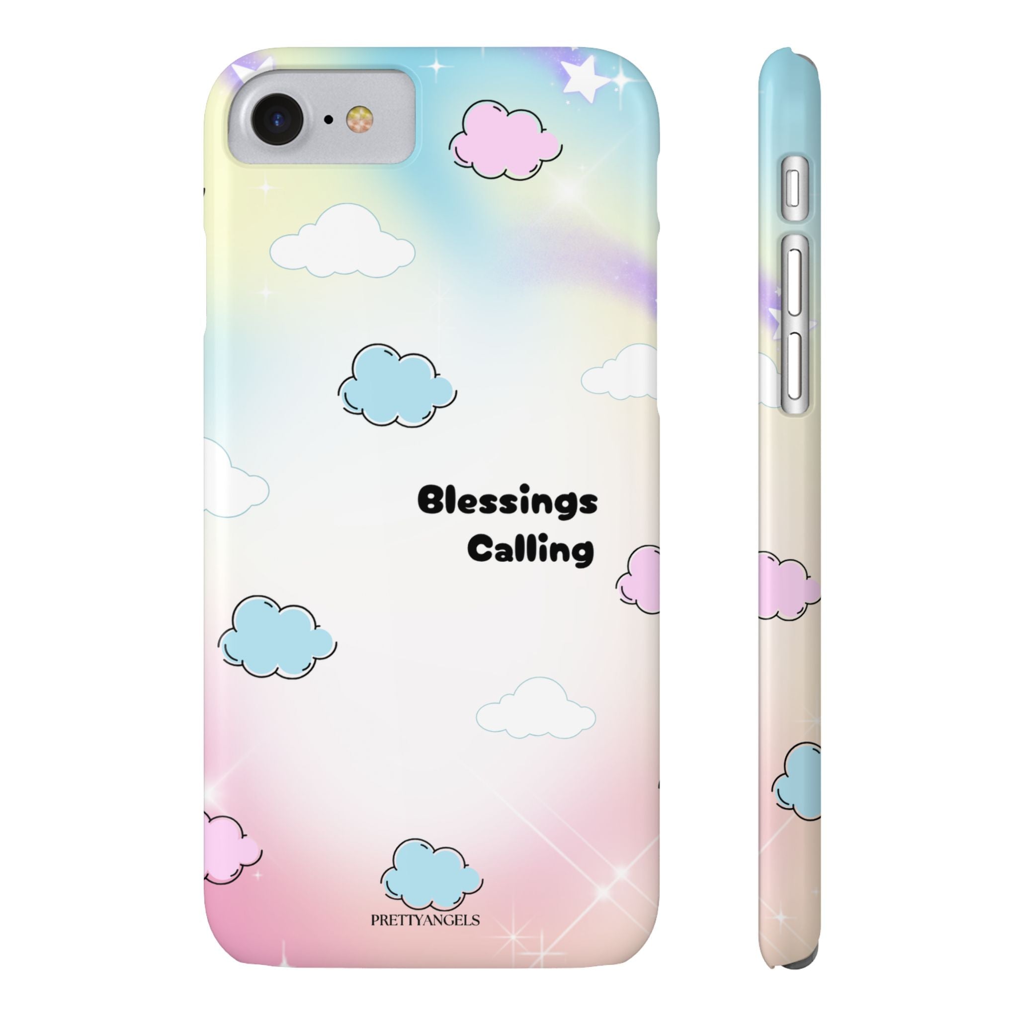 ‘Blessings Calling' Phone Case – Slim Lightweight Ombré Cover with Magical Pastel Clouds for Girly Girls & Faith-Filled Baddies - Cute Cloud Aesthetic, Phone Accessories, Gift for Friends, Pastel Theme Vibes, Cozy Magical Vibes