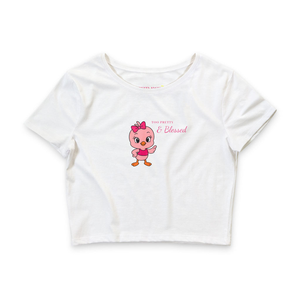 Too Pretty & Blessed Adorable Pink Bird Crop Tee