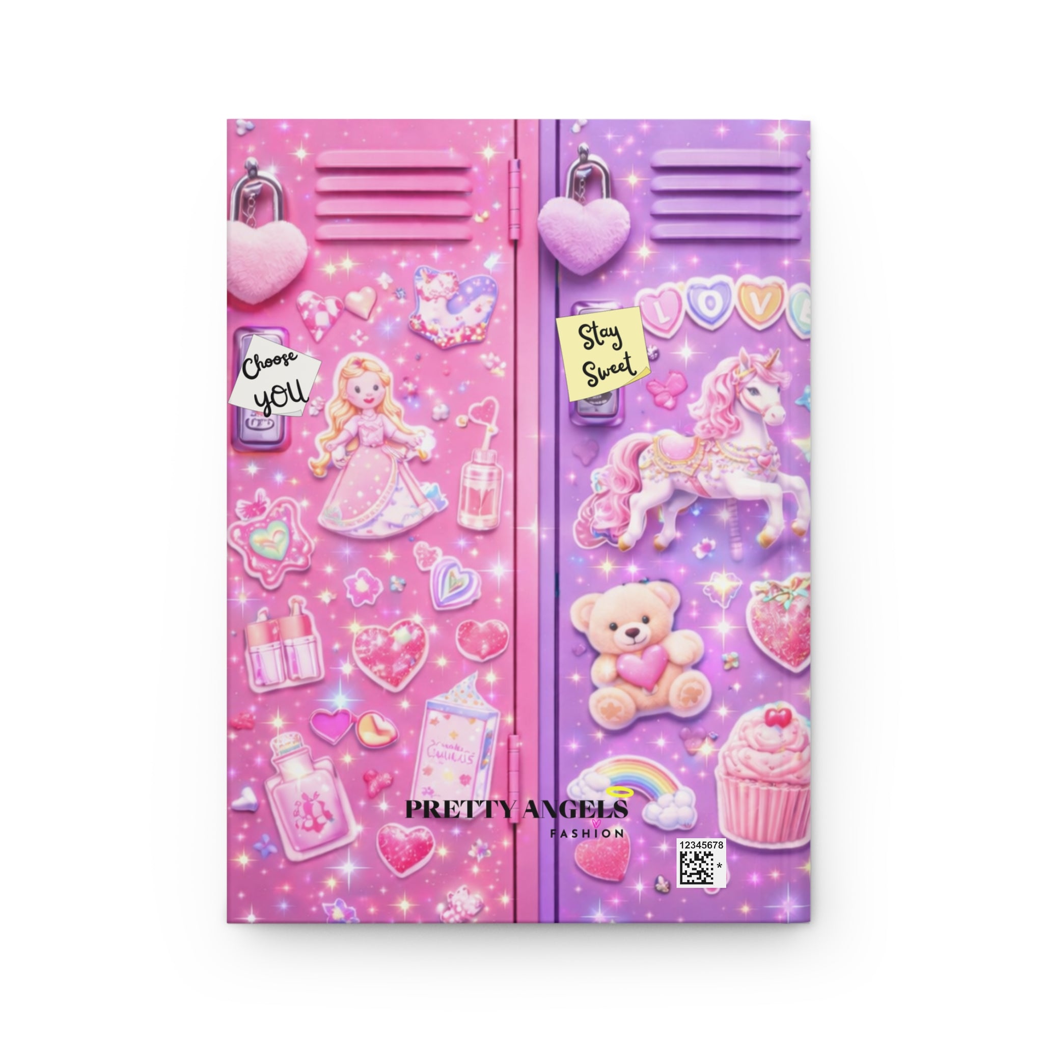 Kawaii Pastel Locker Hardcover Journal — Cute Girly Sticker Collage Notebook