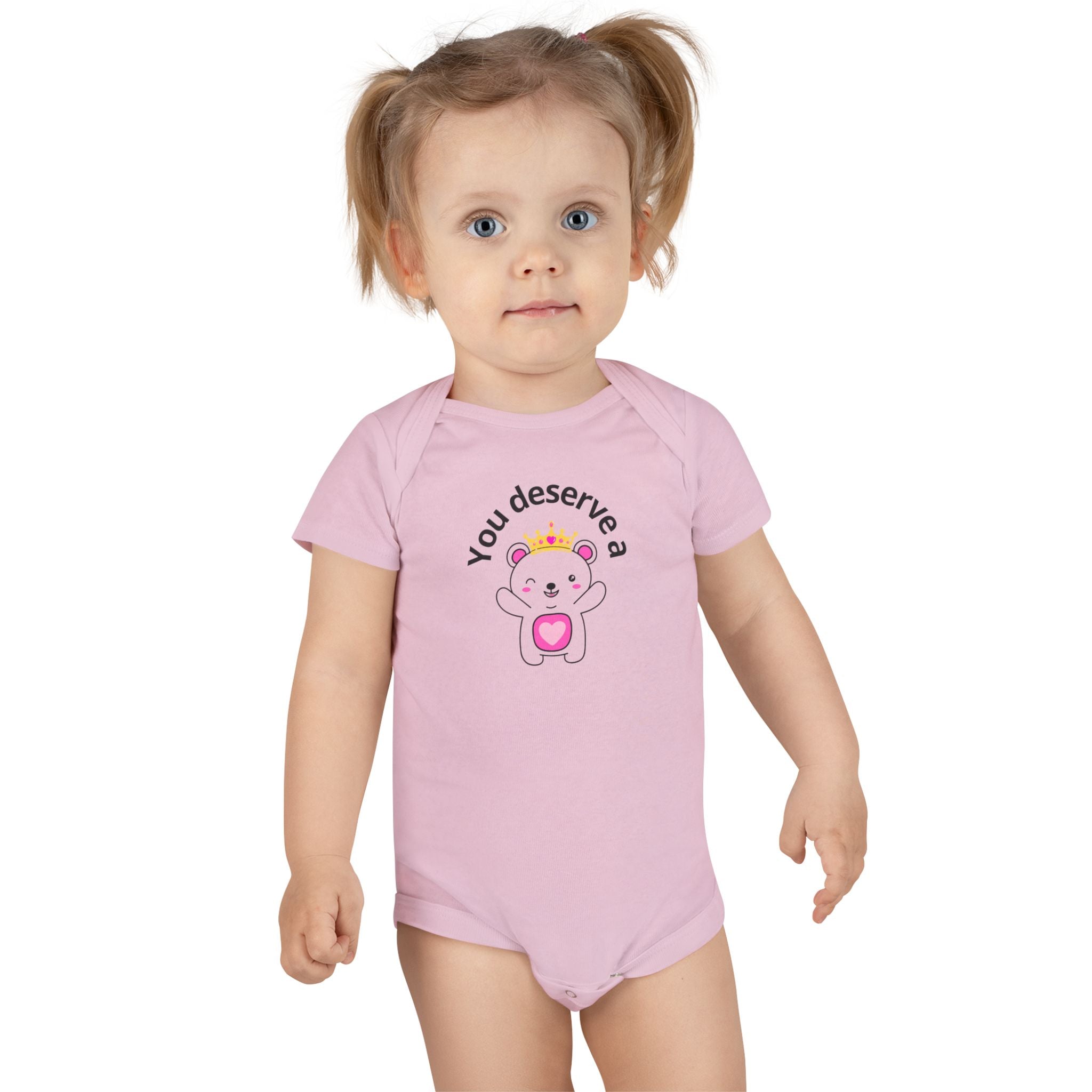 You Deserve a Hug Baby Girl Onesie - Cute Crown Bear Design for Girly Moms & Newborns | Soft, Comfy & Adorable, Girly Baby Shower Gifts