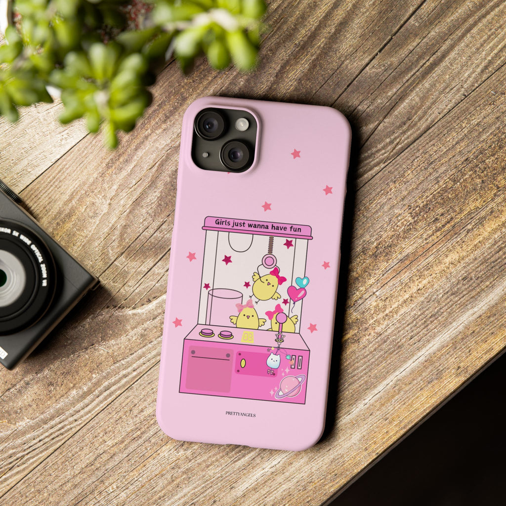 Cute Girls' Phone Case - Fun Vibe Slim Phone Cases, Cute Phone Cover, Kawaii Phone Case, Fun Pink Design, Gift for Her