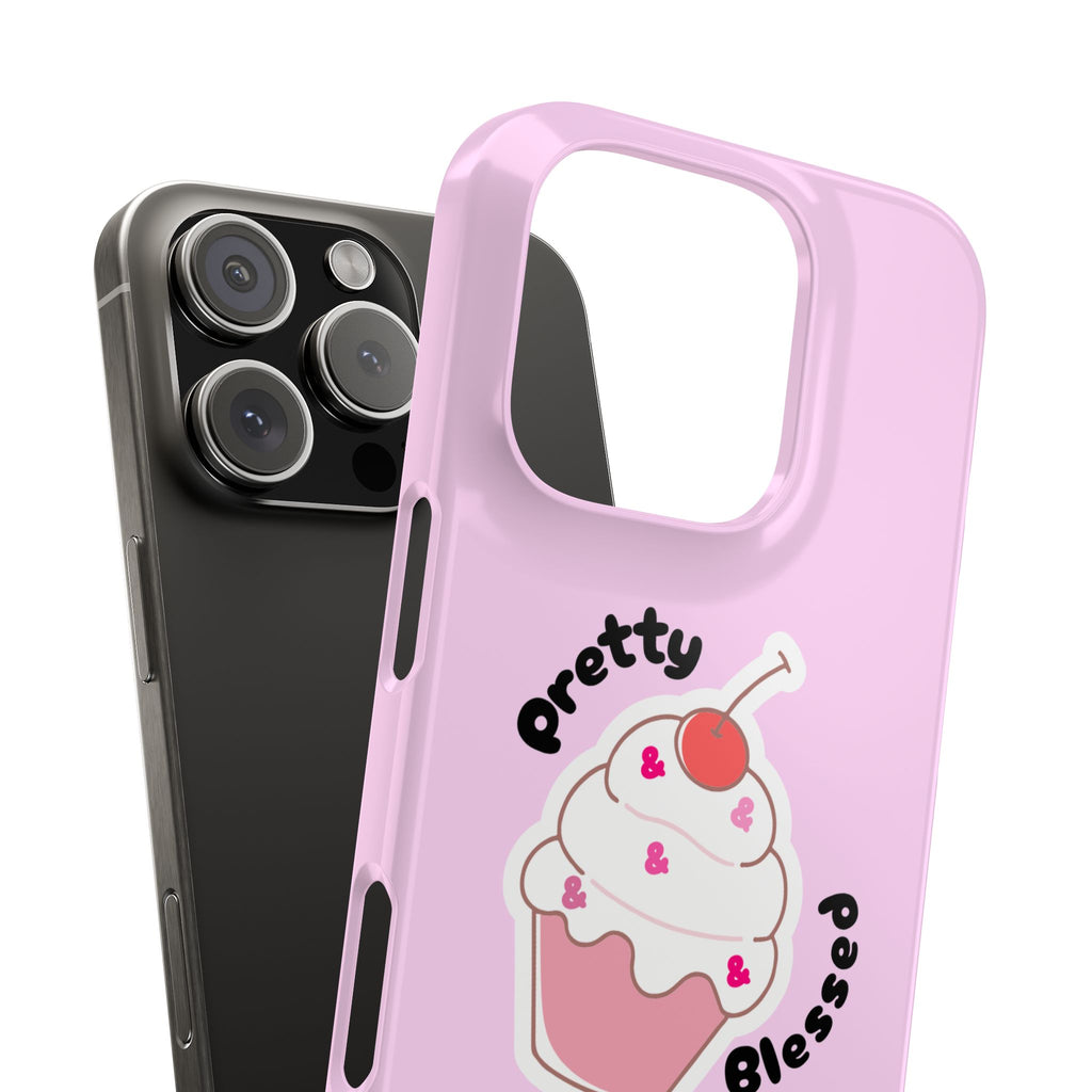 Pretty & Blessed Cupcake Slim Pink Phone Case - Lightweight, Protective & Girly Aesthetic for Feminine Girly Girls